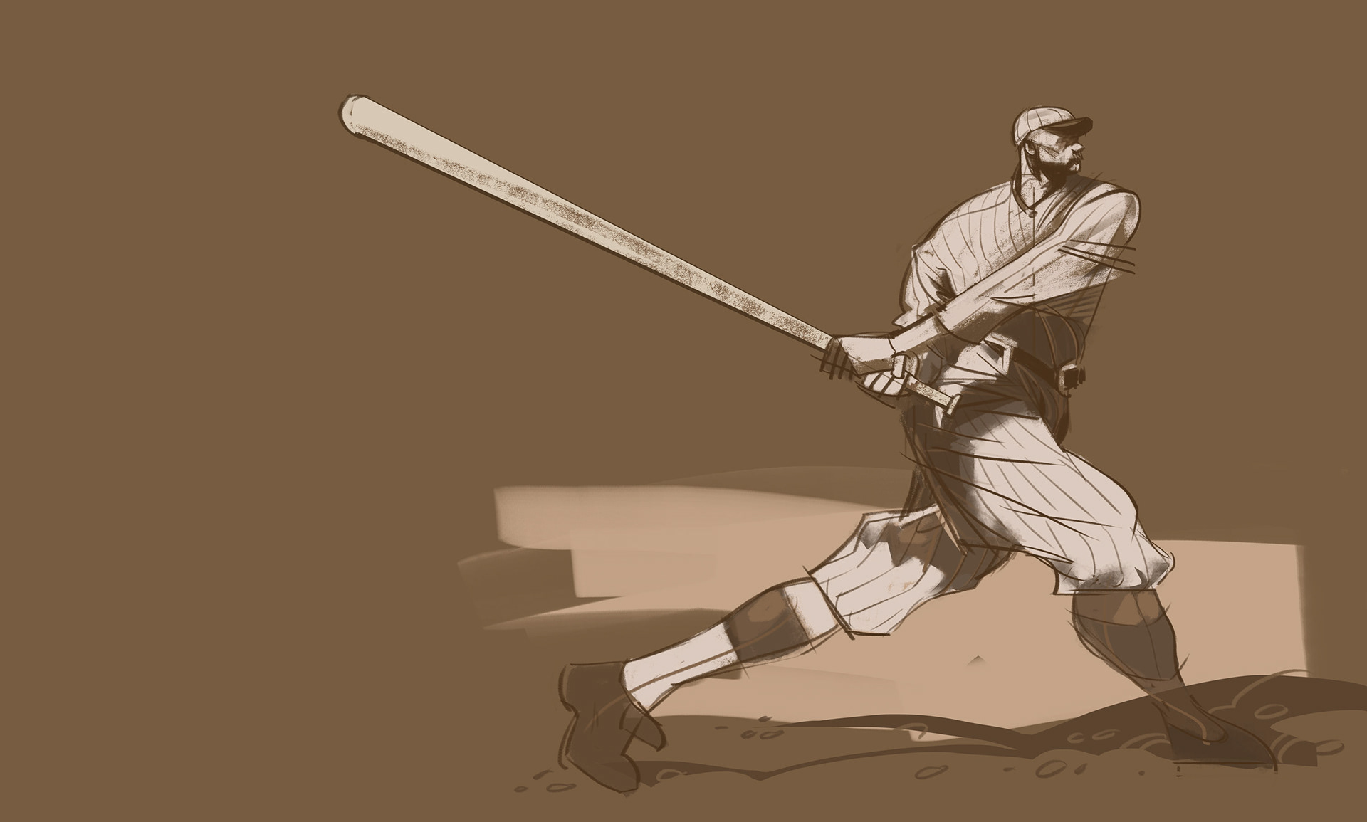 Baseball player – Editorial illustration and portrait drawing