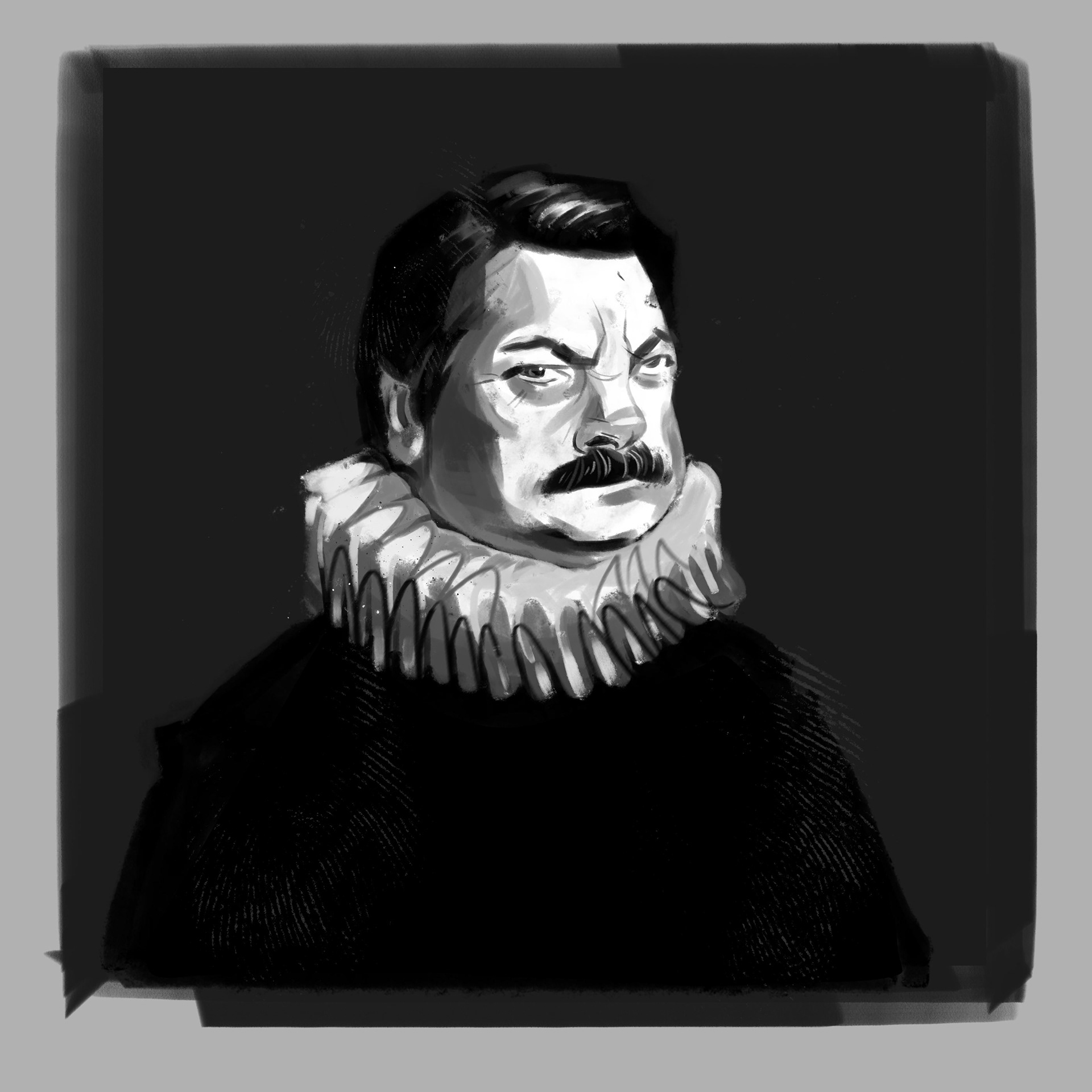 Nick Offerman – Editorial illustration and portrait drawing