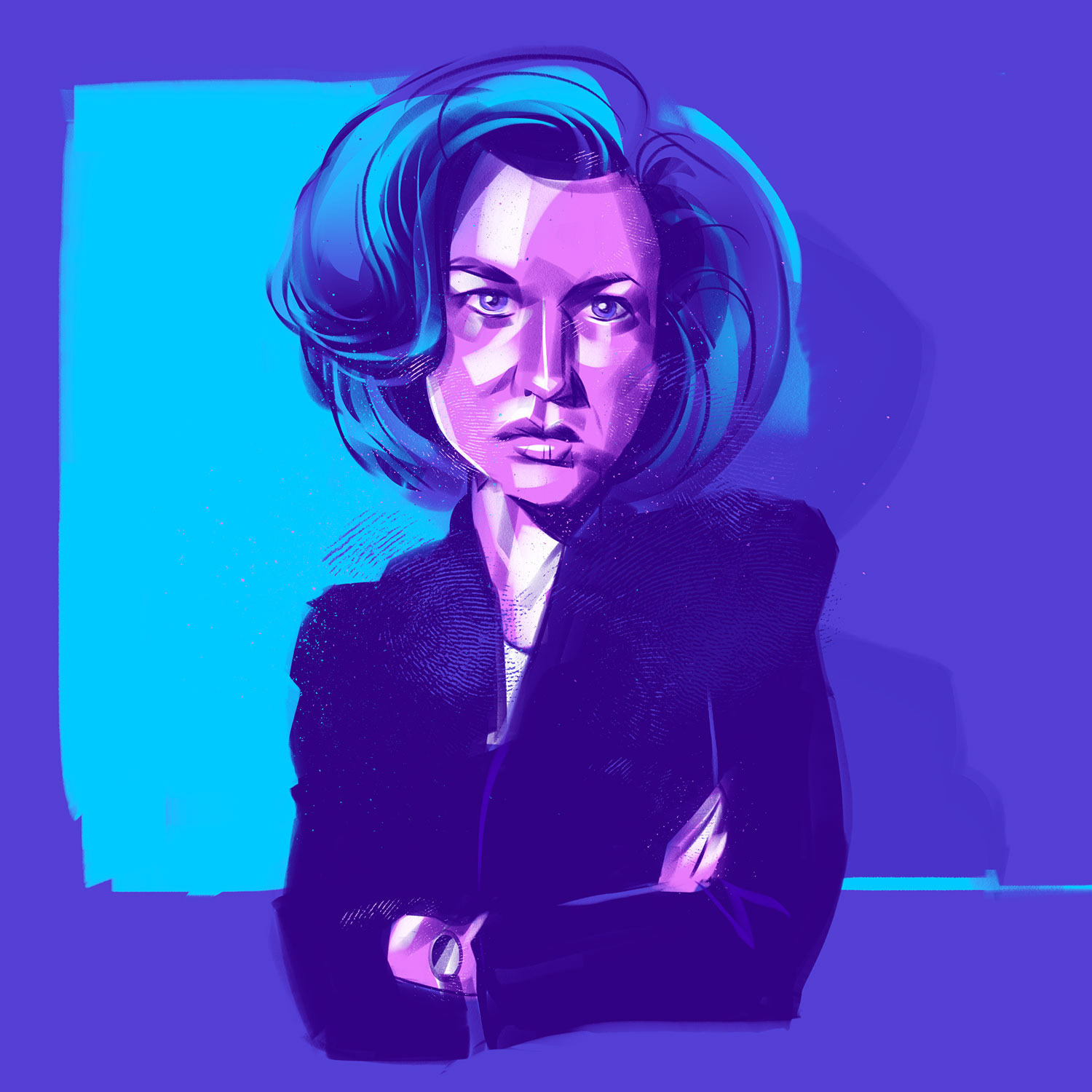 Gillian Anderson of X-Files – Editorial illustration and portrait drawing