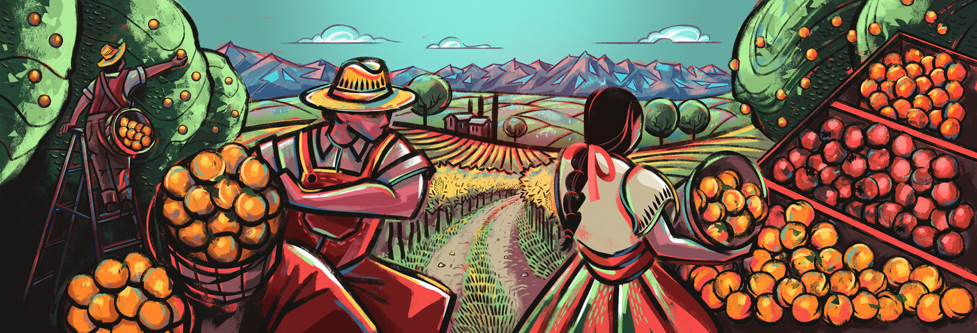 Mural illustration depicting California's Central Valley