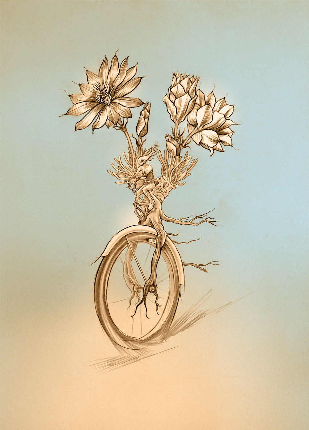 Bicycle and flower illustration