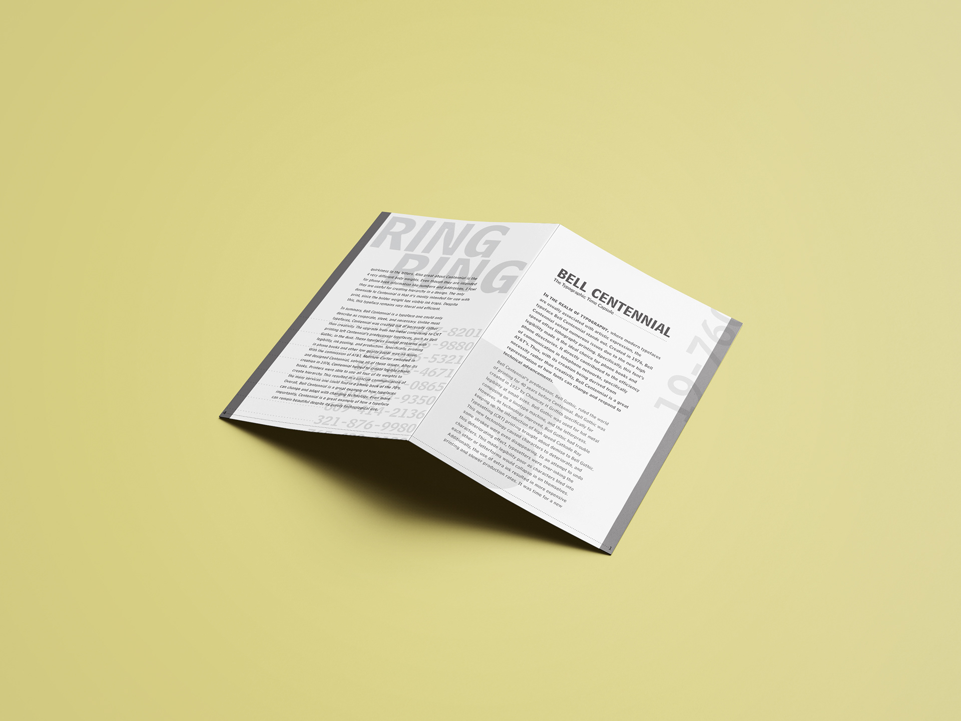 Playful typographic study on bell centennial typeface (B&W)