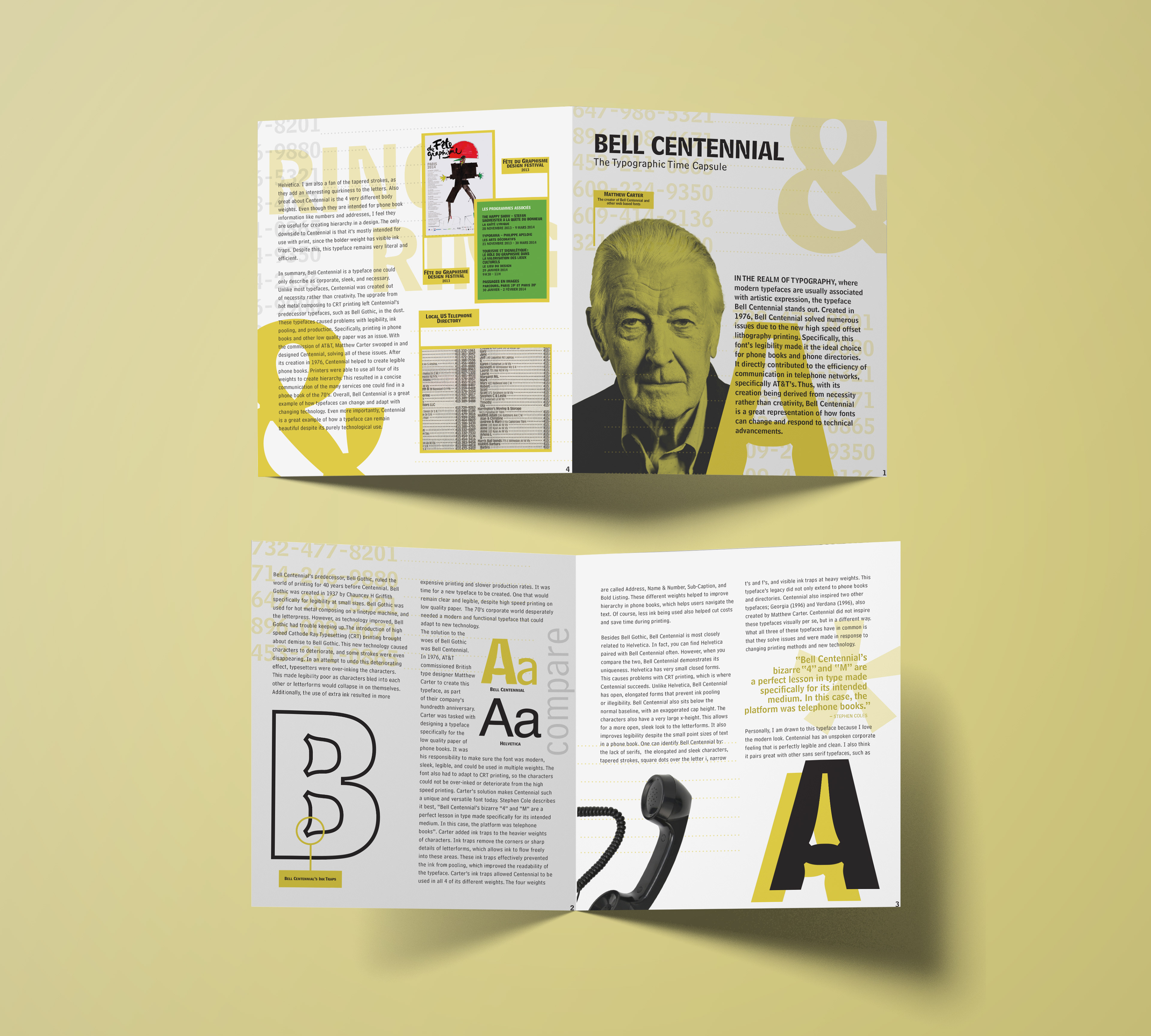 Playful typographic study on bell centennial typeface (color)