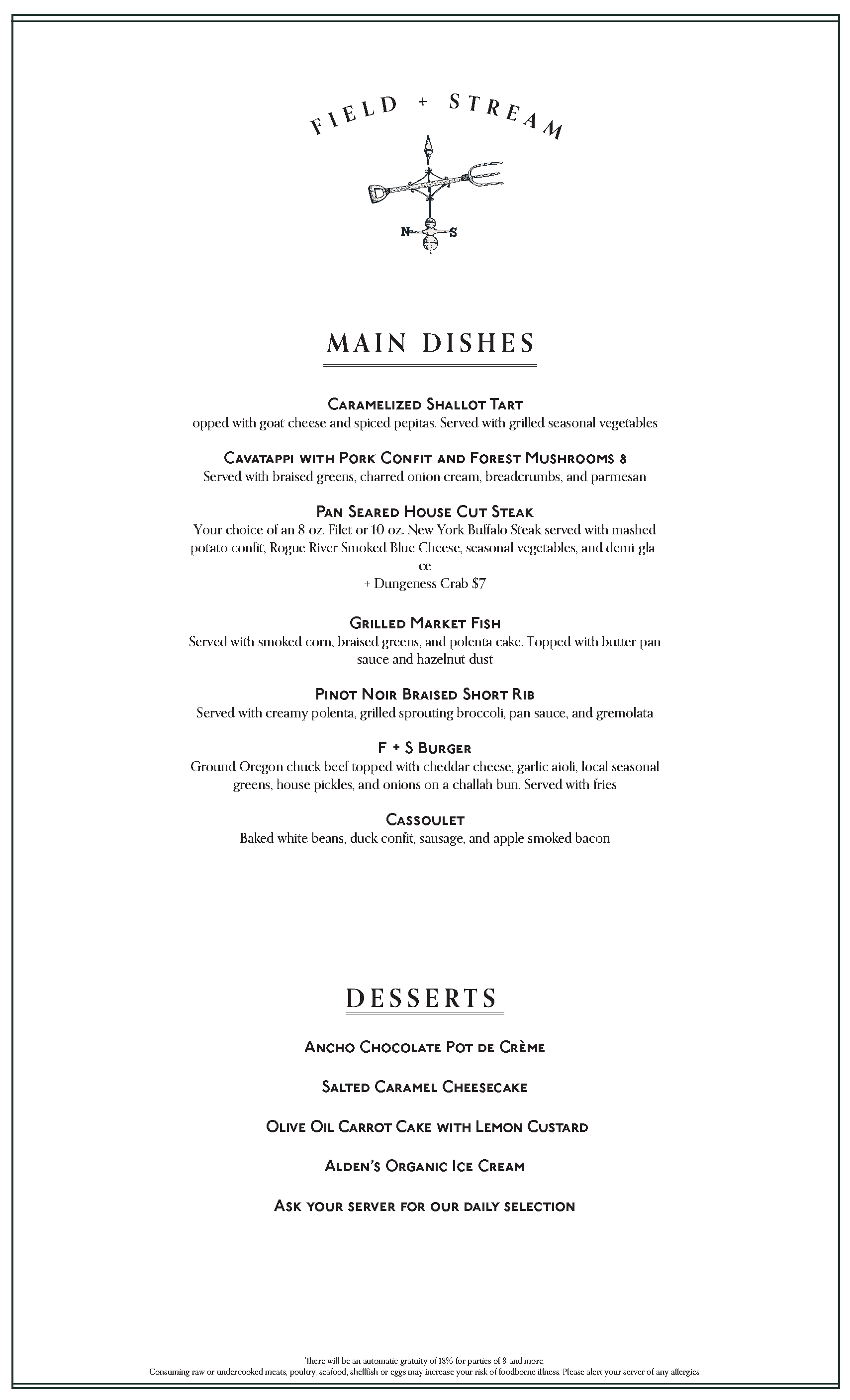 Dinner Menu