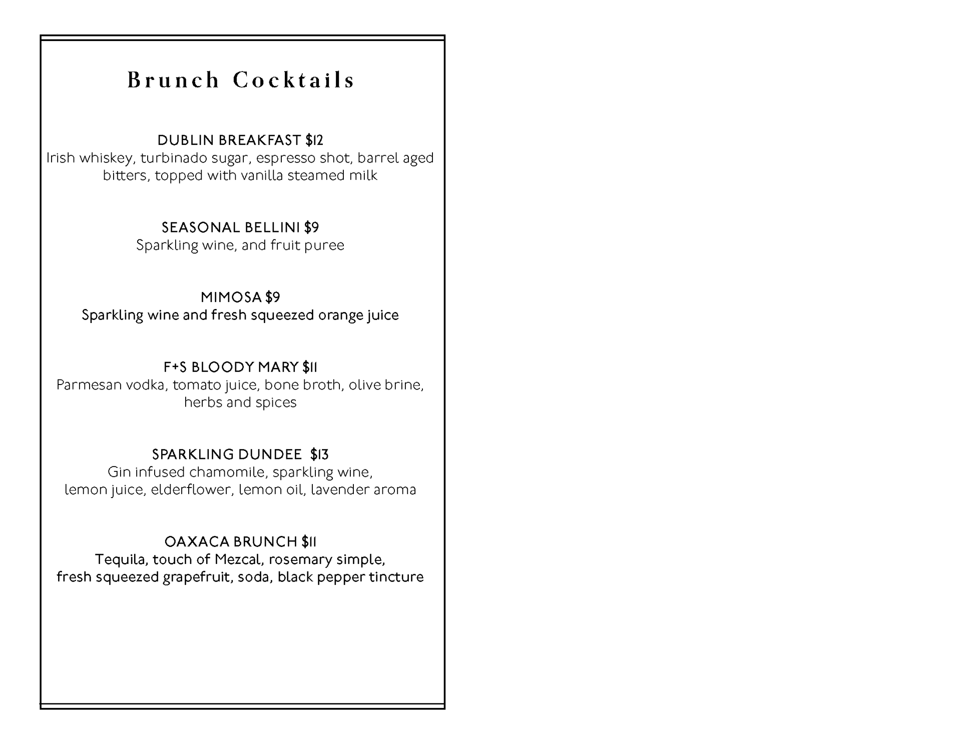 Drinks Menu Page 2