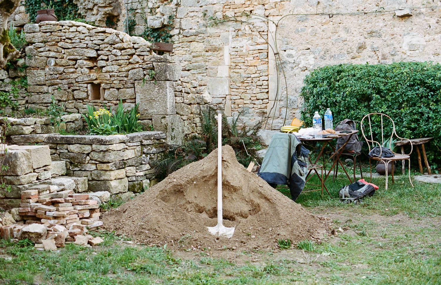 a small part of the dirt that Samuel excavates