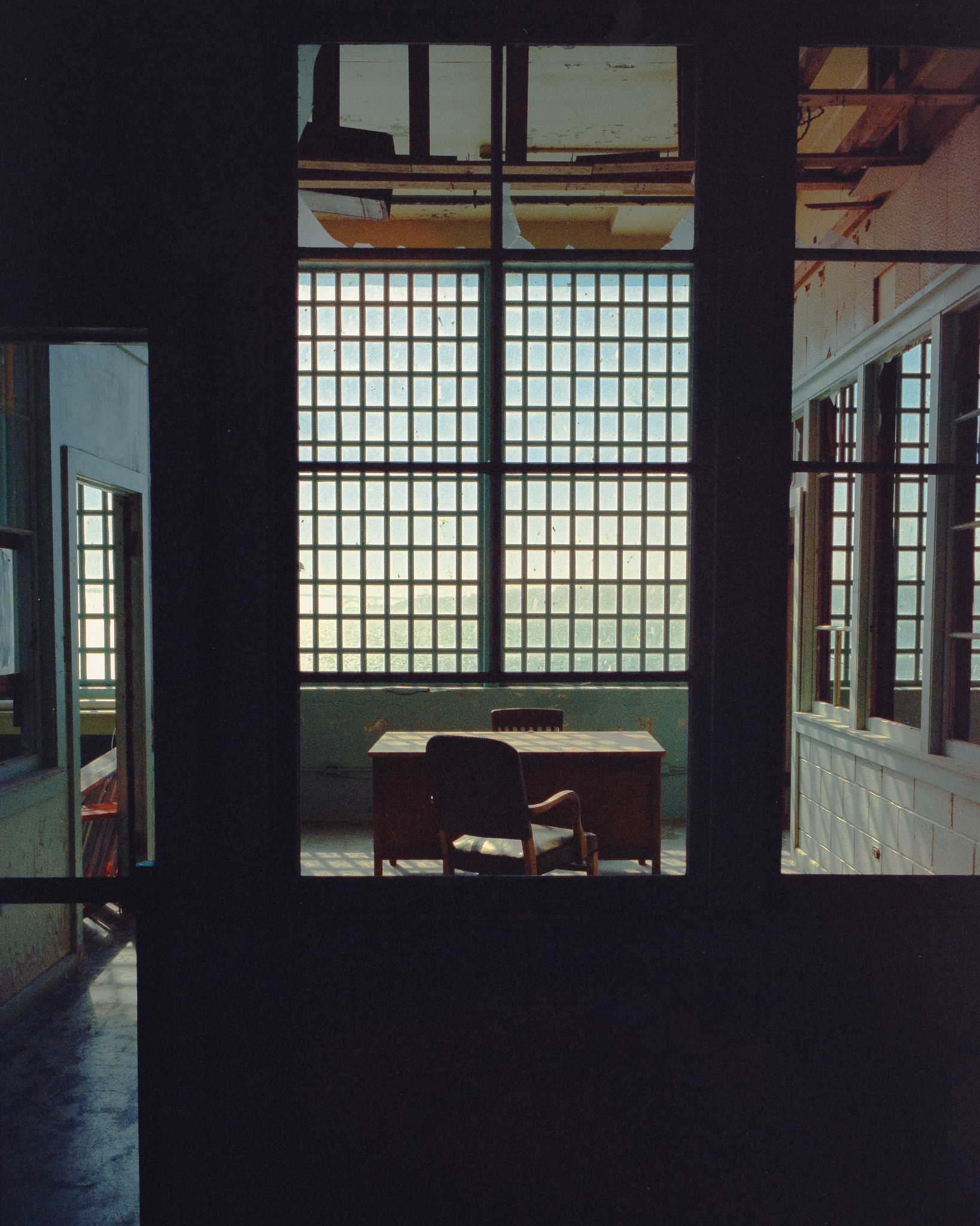 Decaying office at the Alcatraz New Industries Building