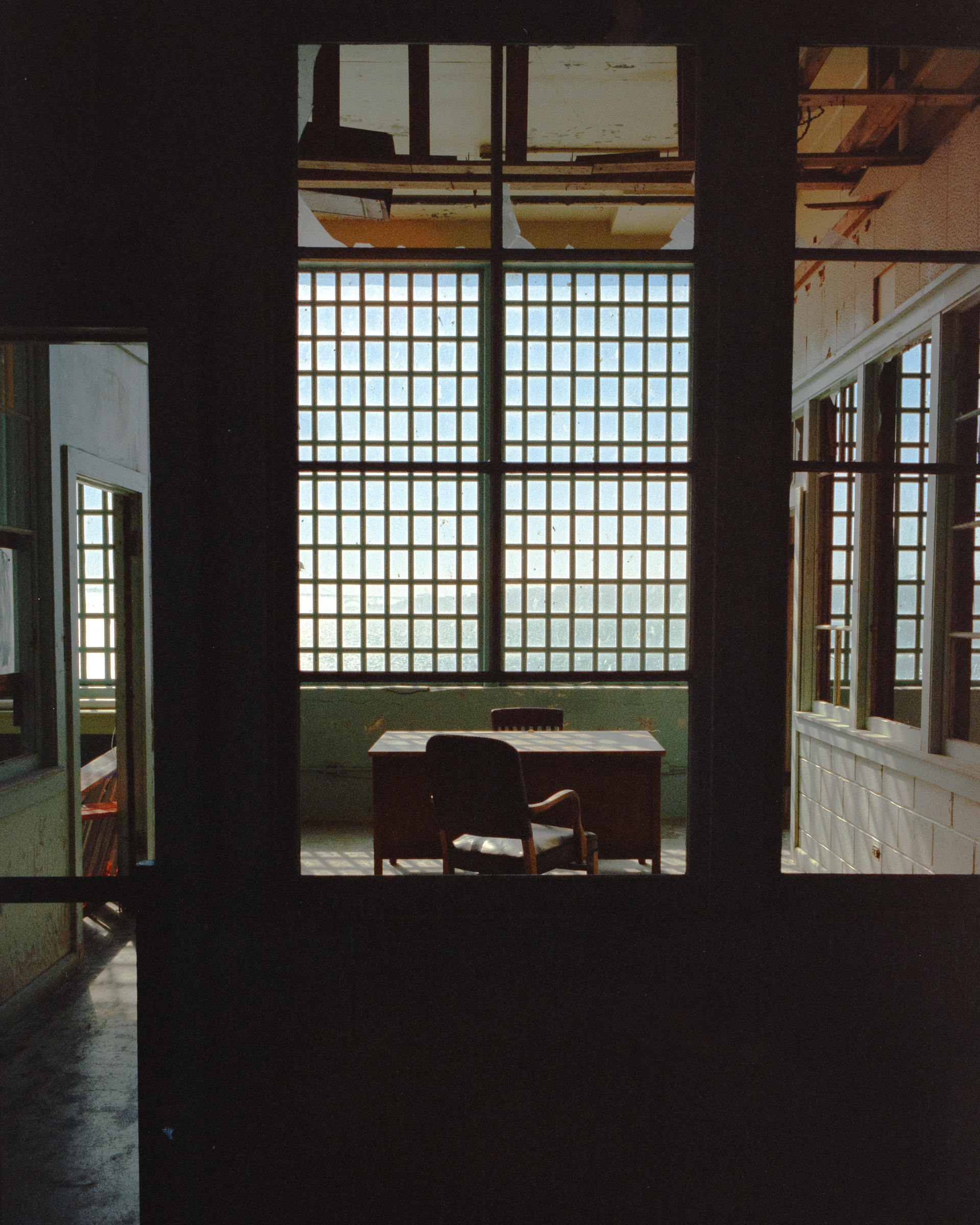 Decaying office at the Alcatraz New Industries Building