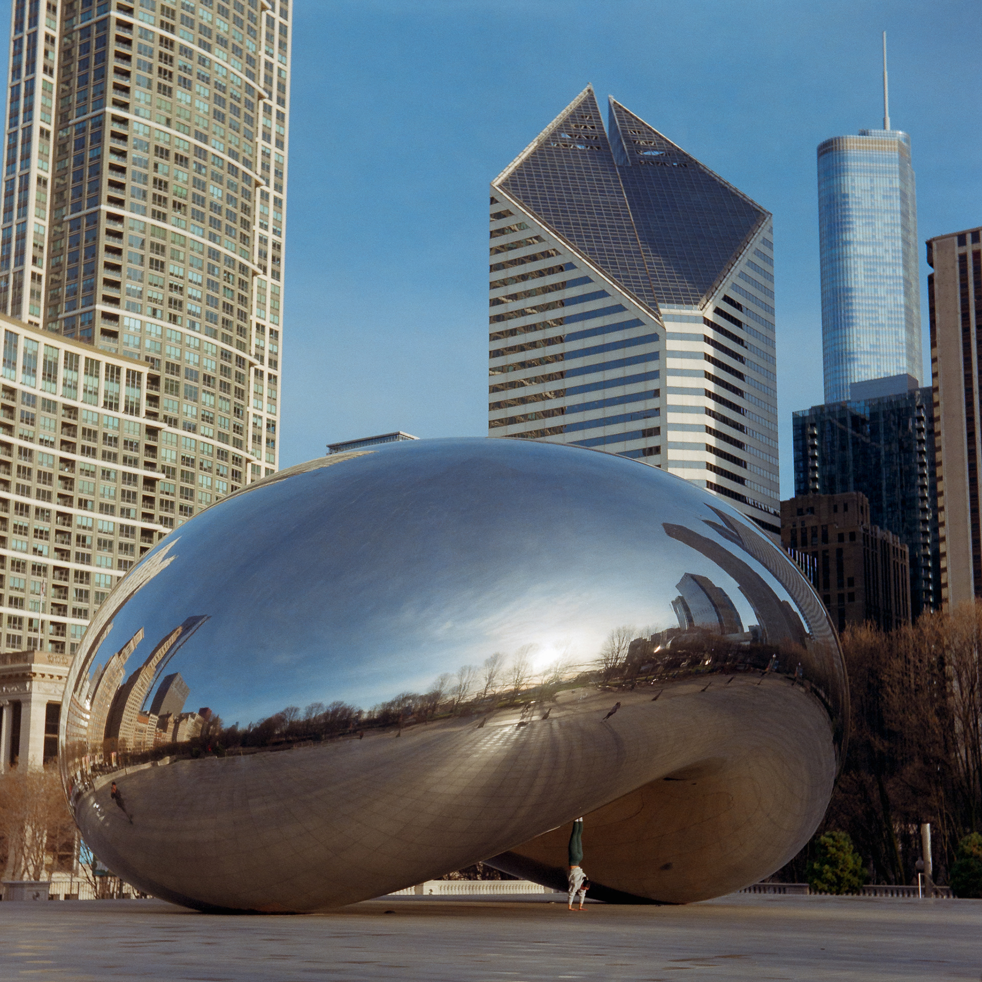 Handstand in front of the Bean