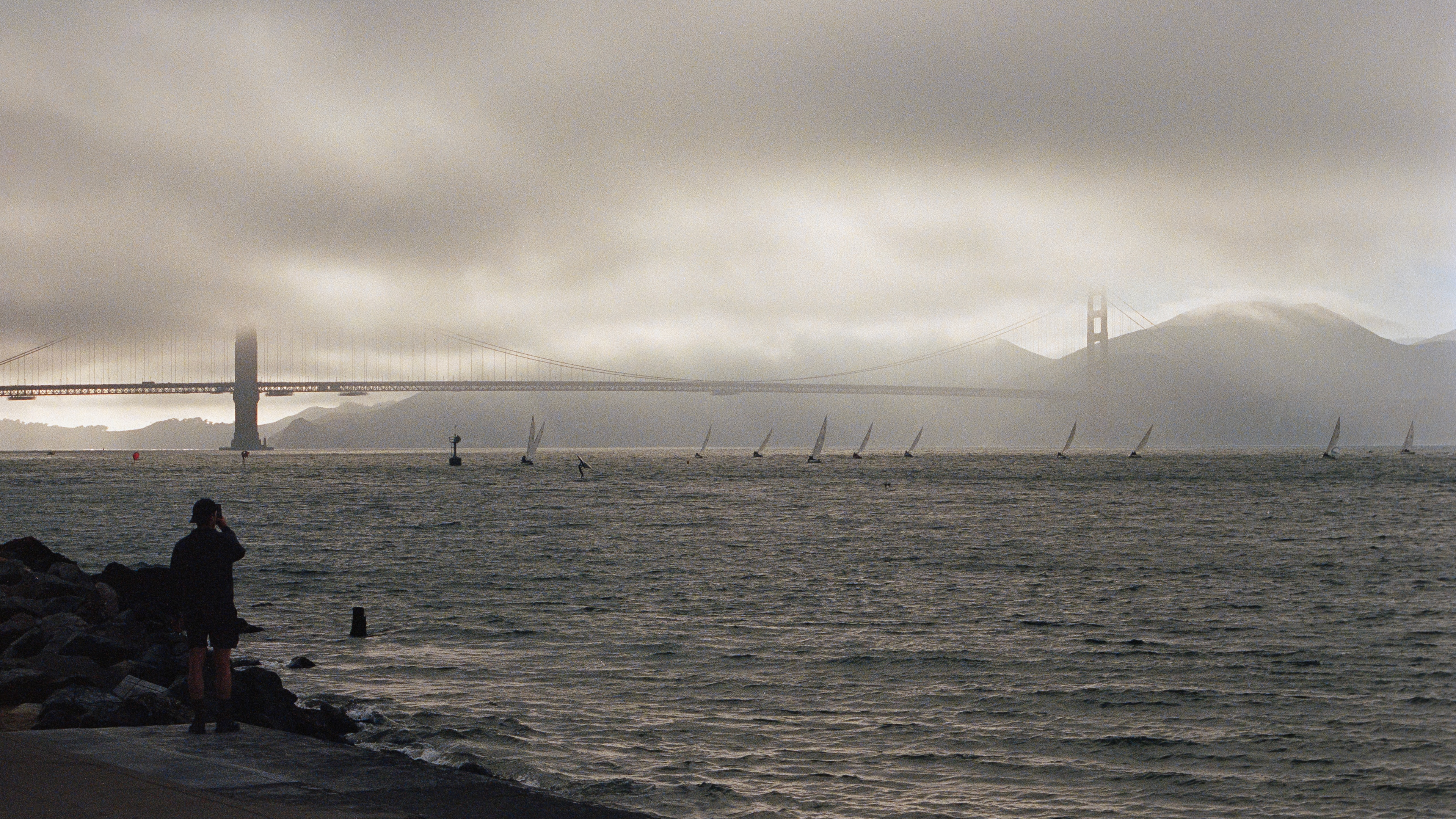 Viewing the regatta under the Golden Gate Bridge