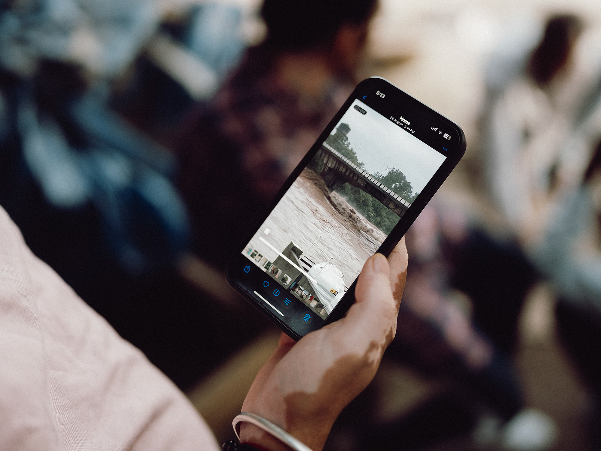 Honey showing a video from a recent flooding of his house, Jammu. 