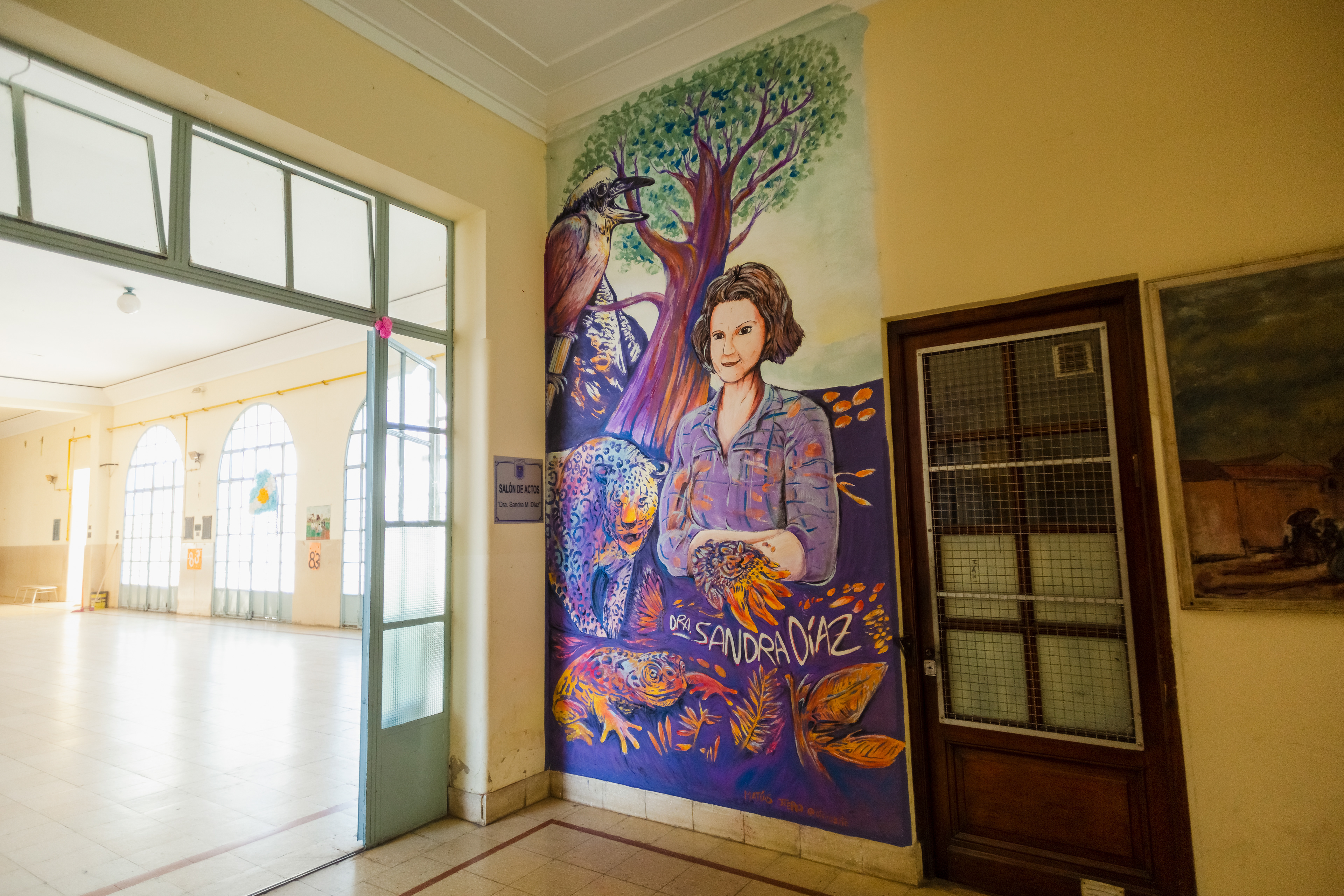 Mural en honor a Sandra Diaz dentro de la Escuela Normal Superior "José Figueroa Alcorta"