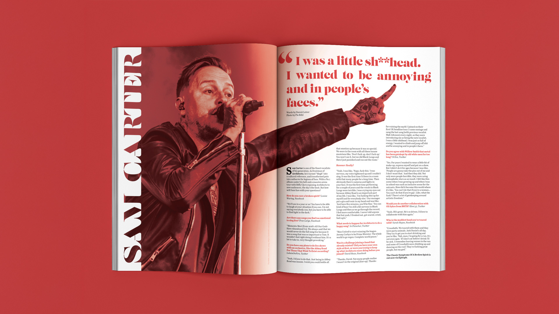 Concept: Metal Hammer x Sam Carter Interview Magazine Spread
