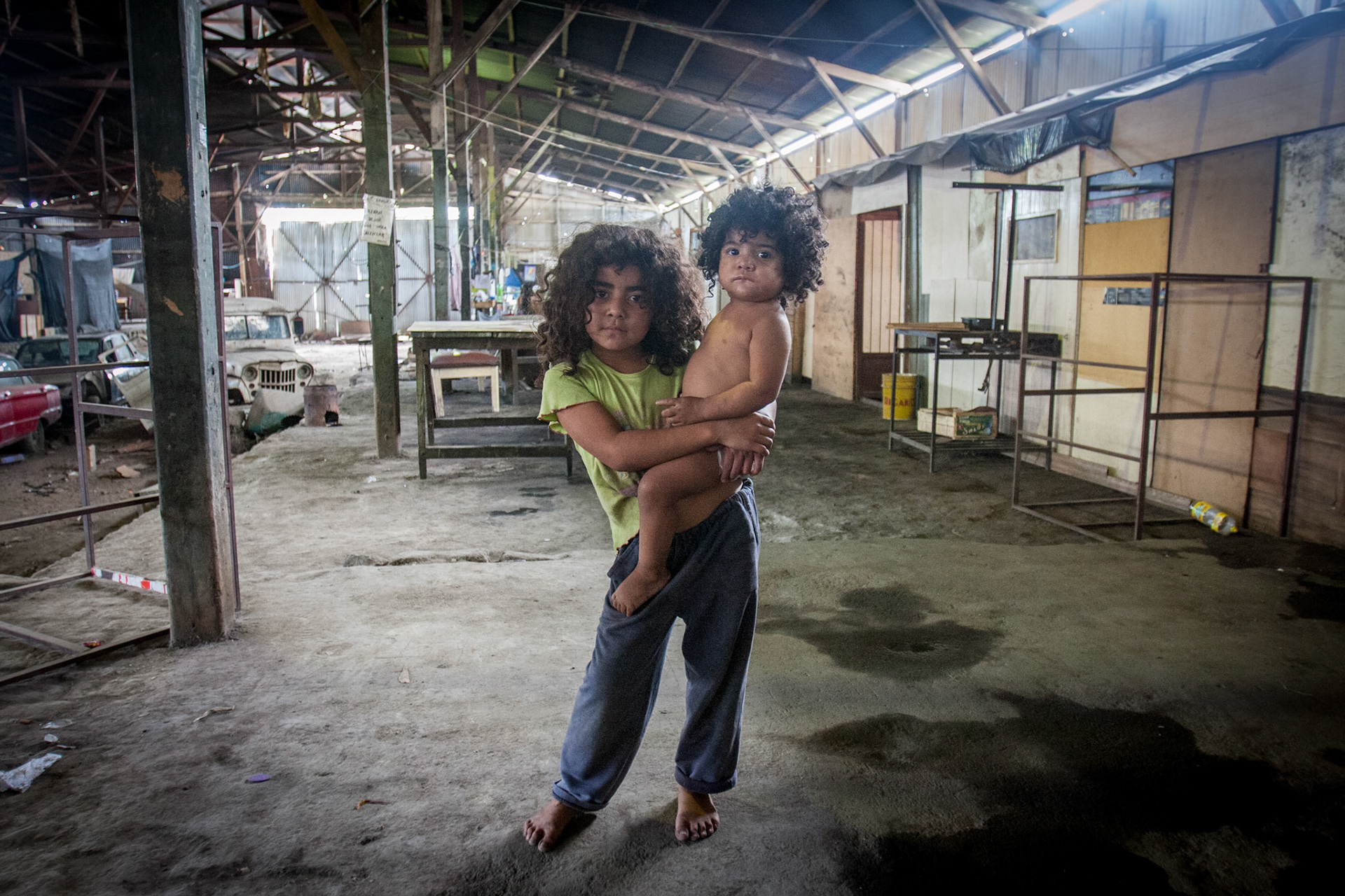 Refugees from a town flooded by a hydroelectric dam