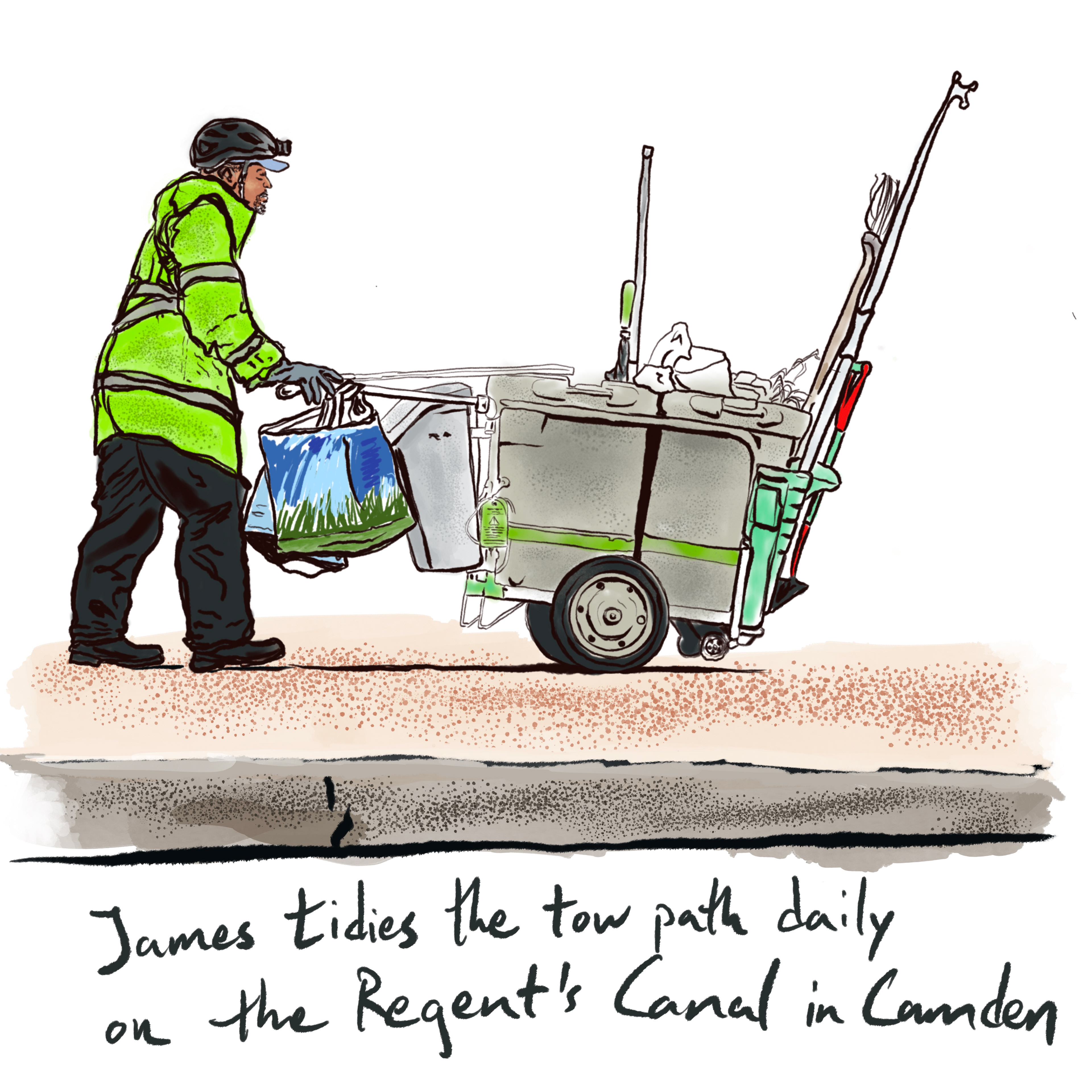 James tidies the towpath daily
