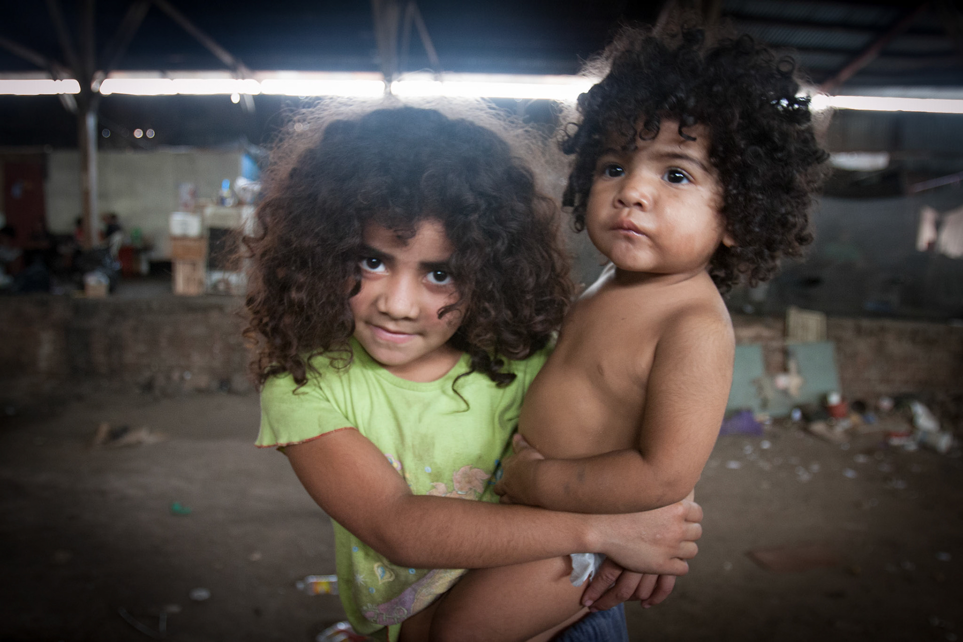 Refugees from a town flooded by a hydroelectric dam