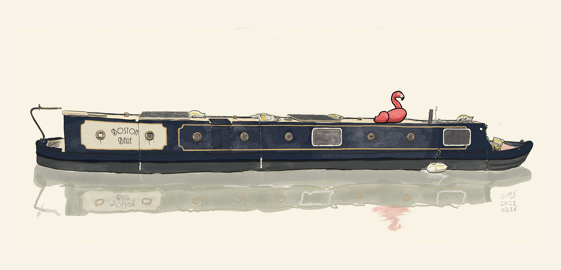 Boston Belle—Robert aboard, Regent’s Canal
