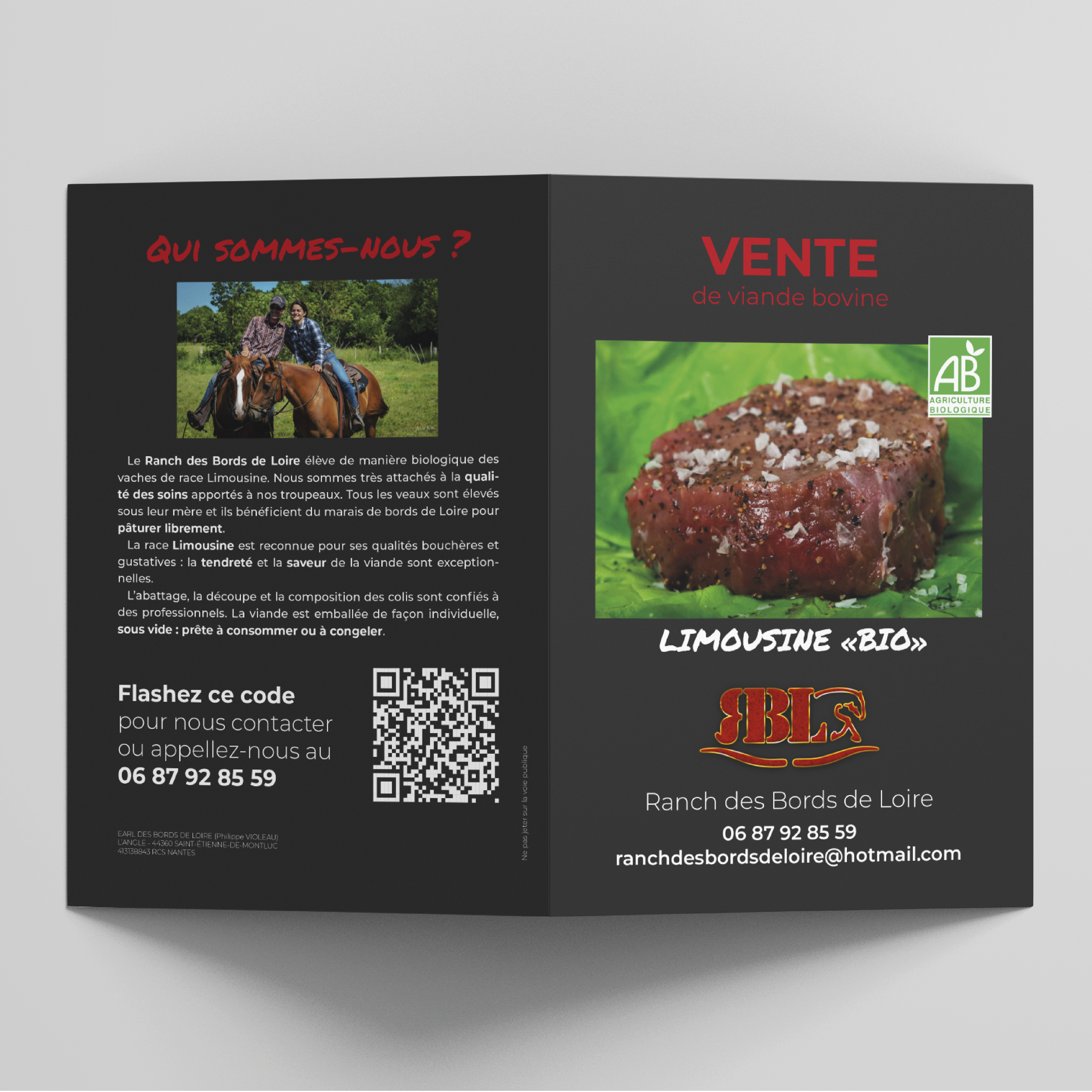 Dépliant commercial - GAEC "Ranch des Bords de Loire" (recto)