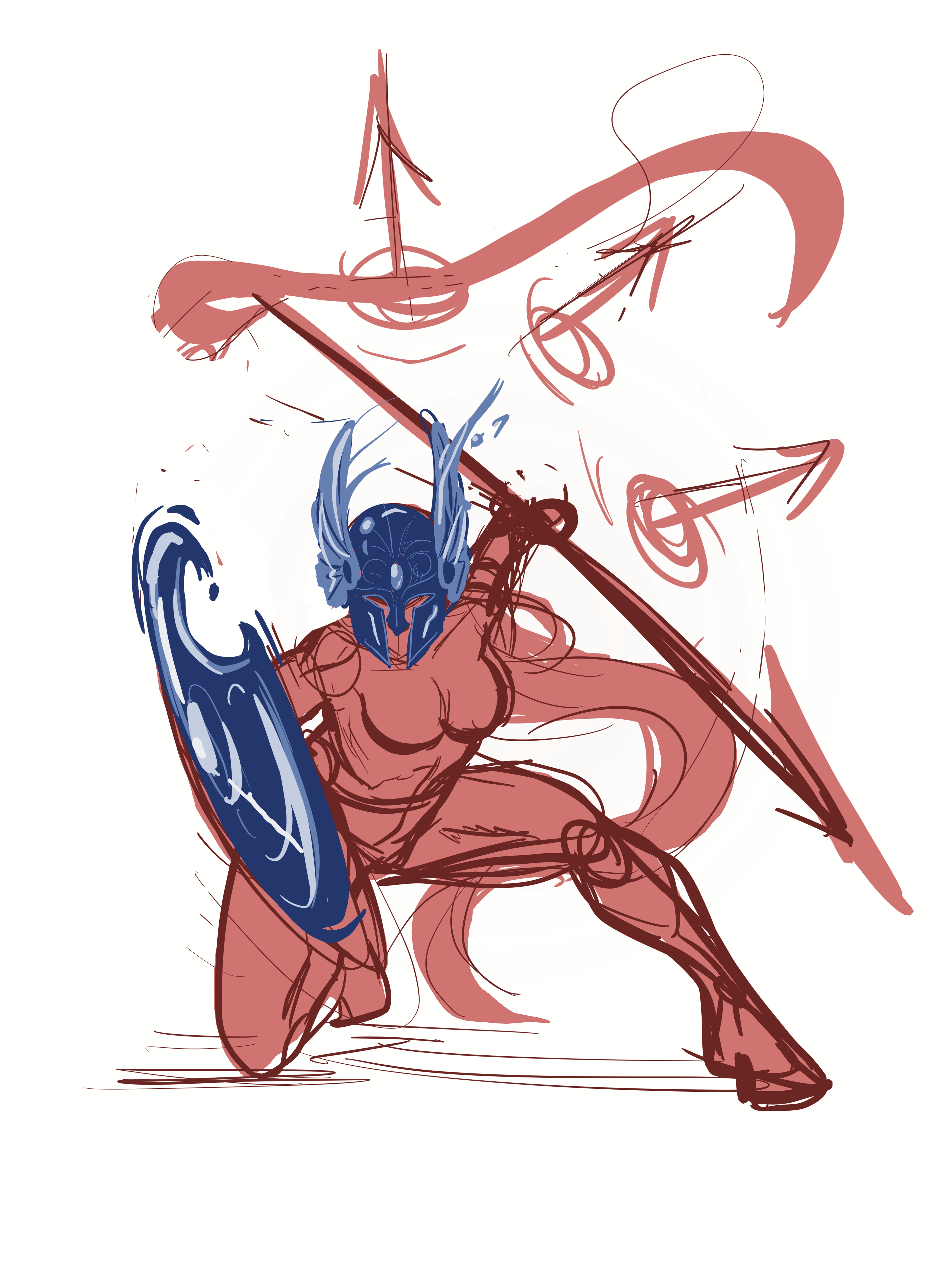 "Athena" - Action Pose Initial Sketch