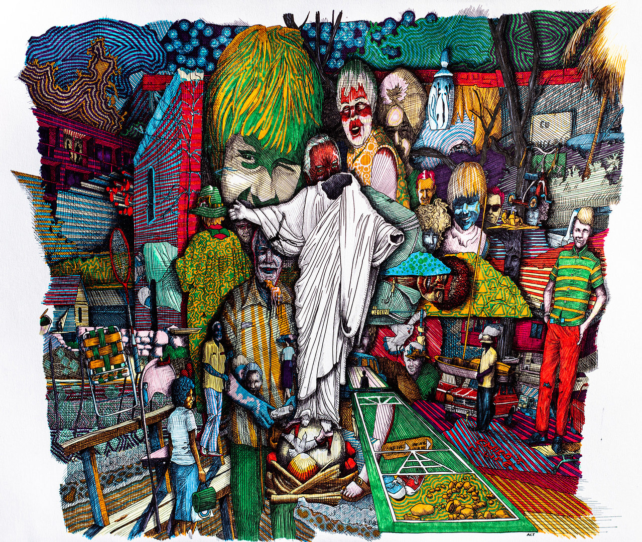 Panama, 1980. Ballpoint pen and marker on paper.