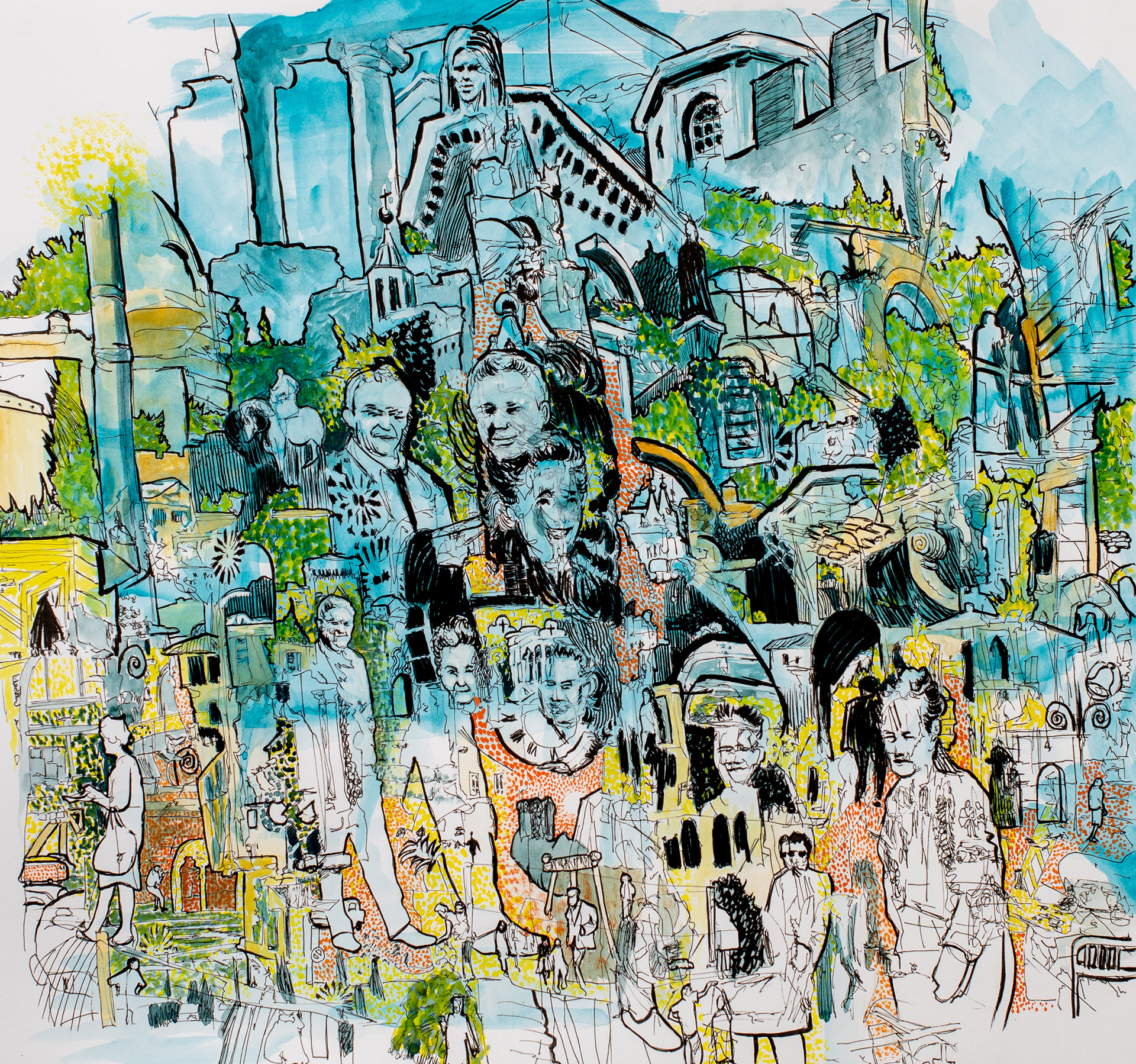 Florence, 1975. Gouache on paper.