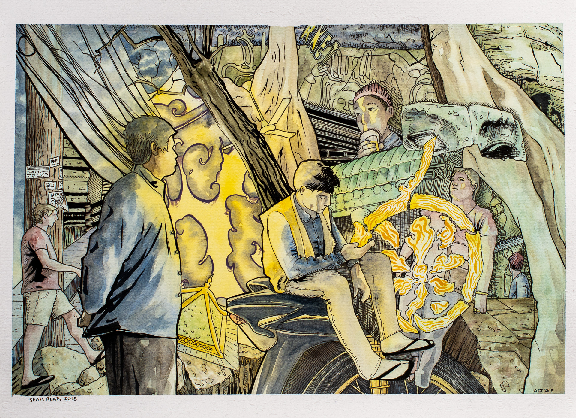 Siem Reap. Watercolor on paper.