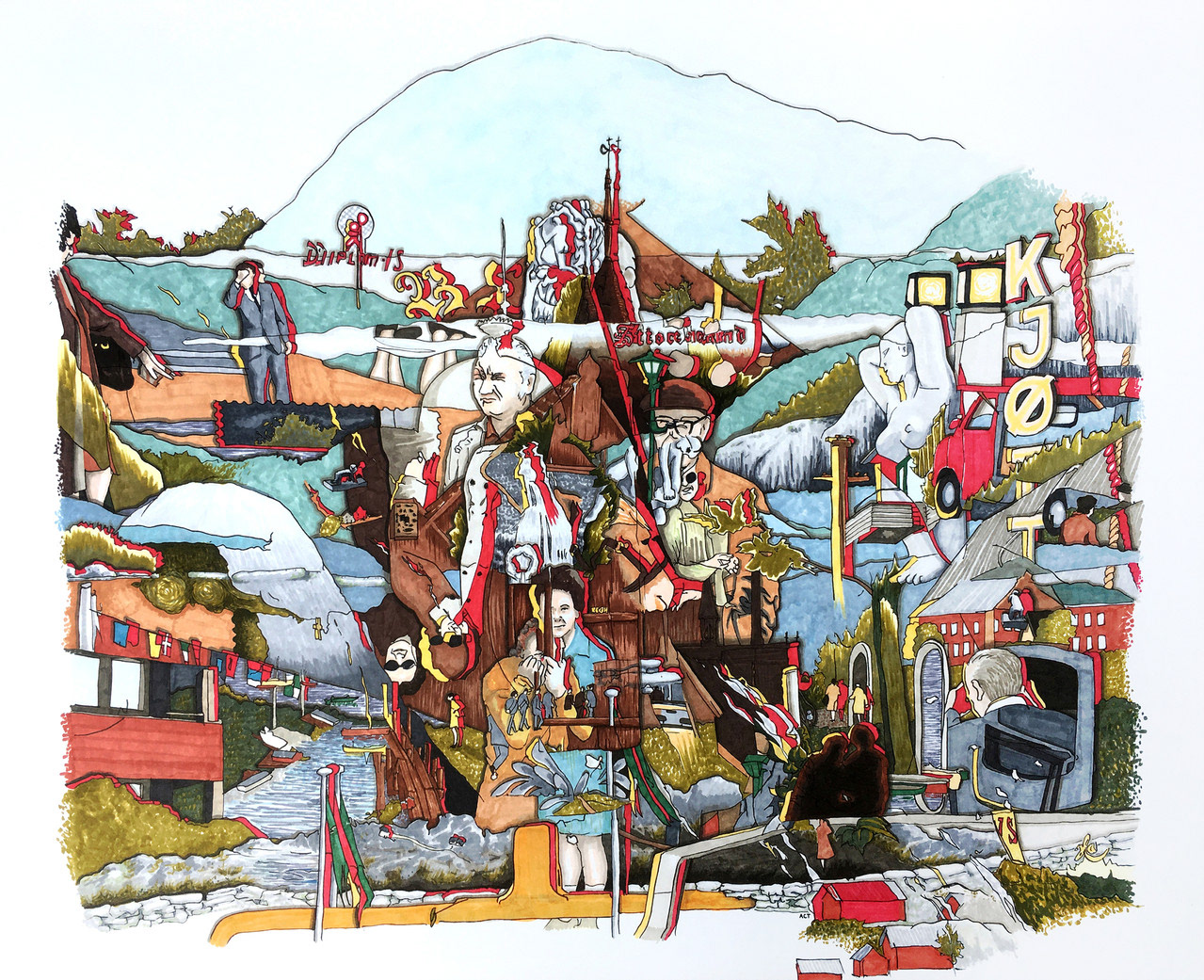 Norway, 1977. Ink and marker on paper.