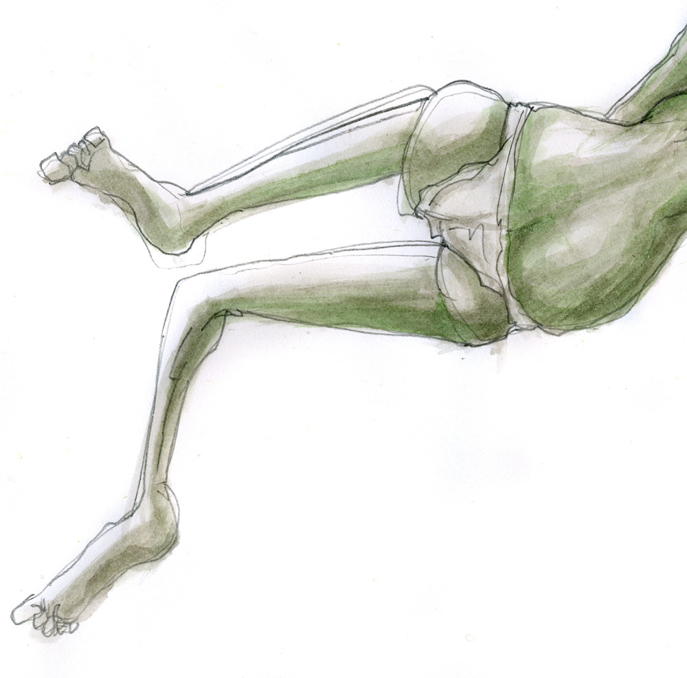Figure drawing - graphite and gouache