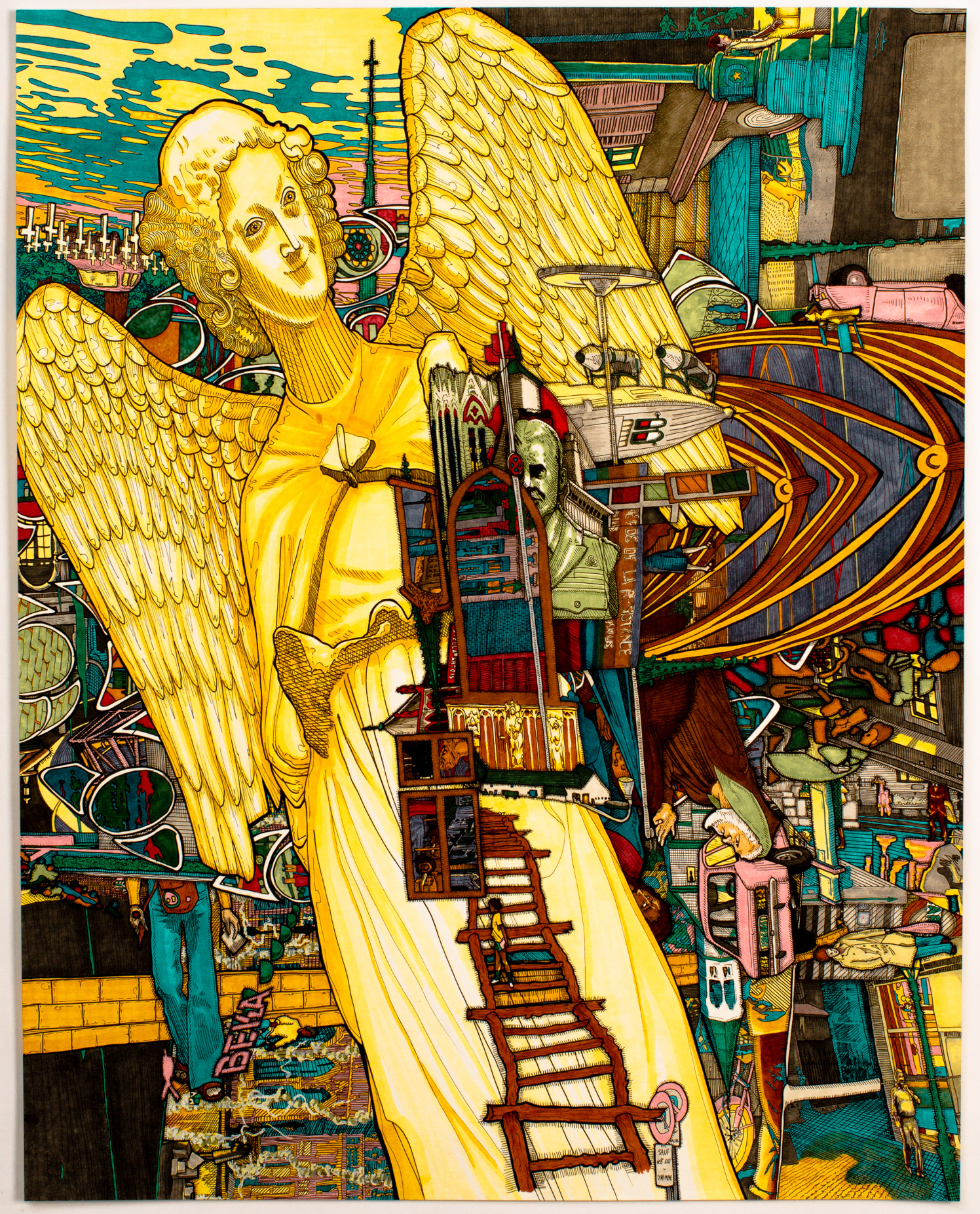 France, 1976. Ink and marker on paper.