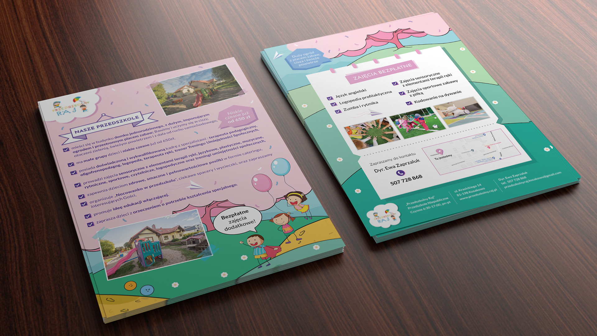 Ulotka dla przedszkola niepublicznego "Przedszkolny Raj"