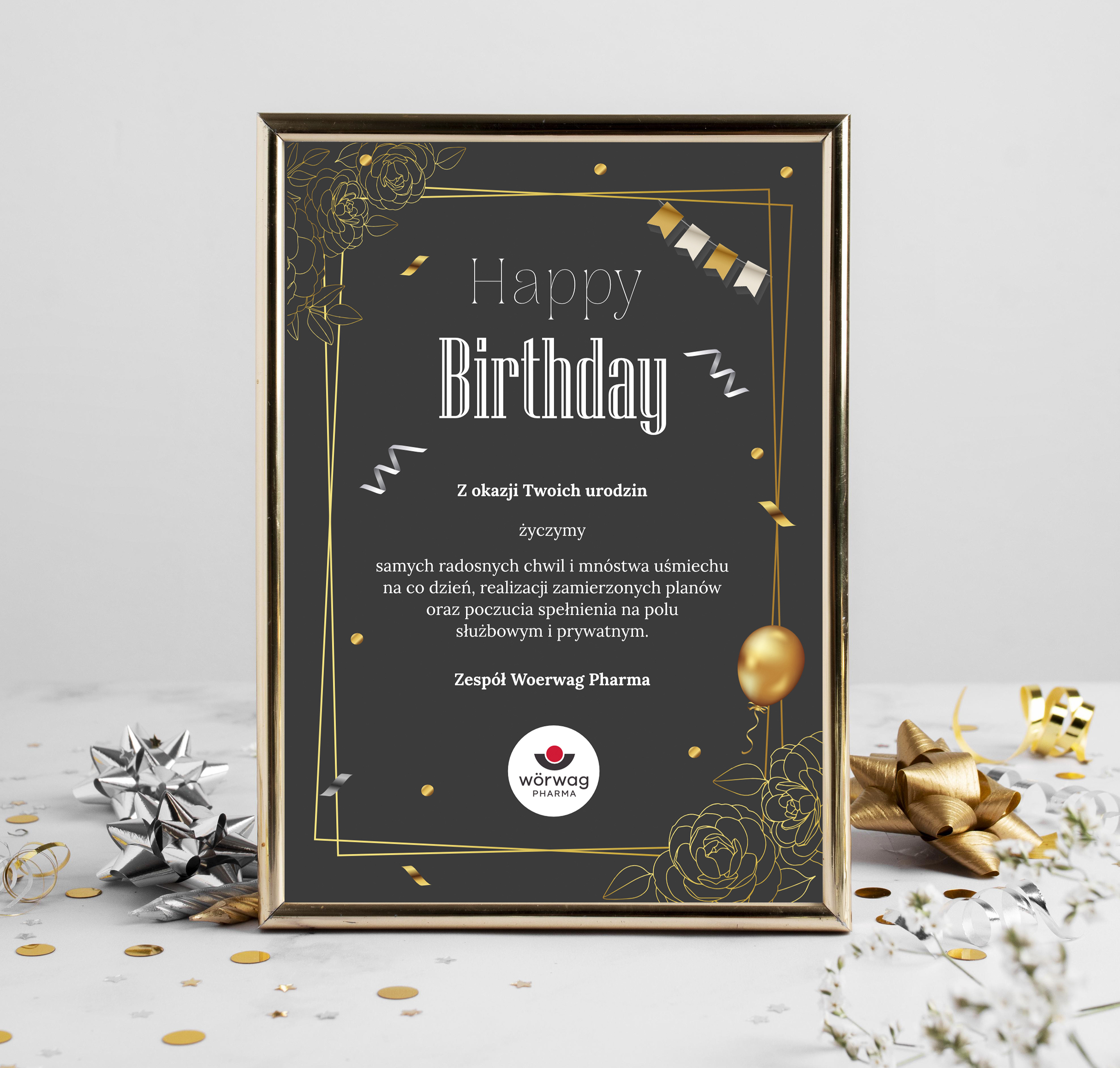 Ulotka urodzinowa dla firmy "Worwag Pharma"