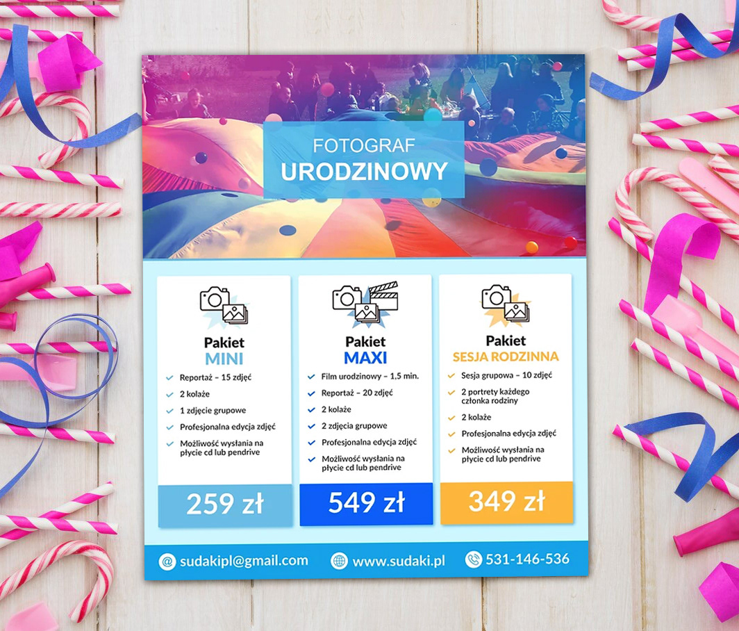 Oferta dla firmy "Sudaki" zajmującej się animacjami dla dzieci