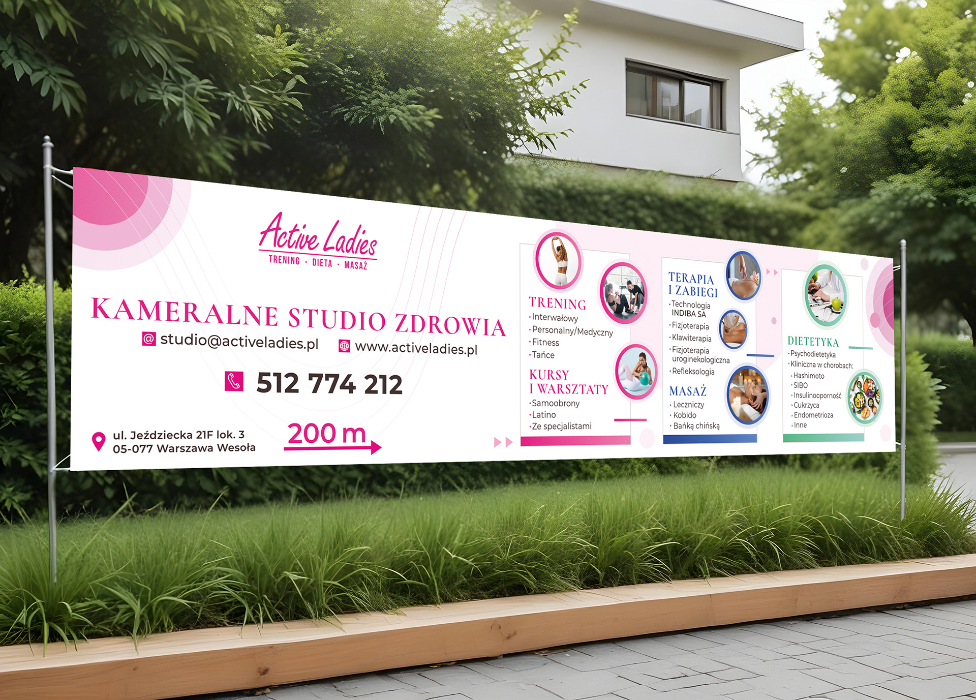 Baner wykonany dla studia fitness "Active Ladies"