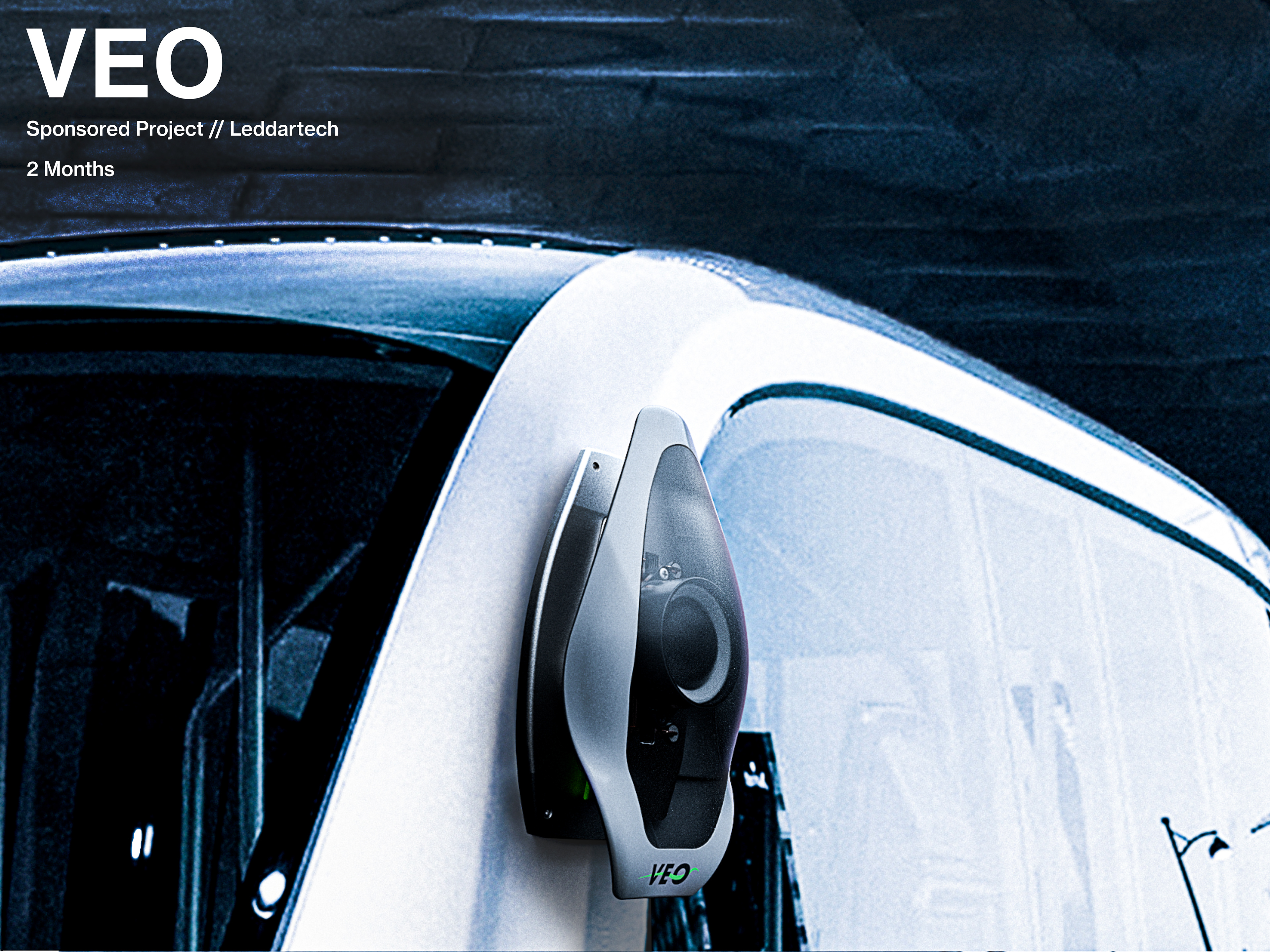 VEO. Sponsored project, Leddartech. 2 months. Image shows a VEO LIDAR mounted on the side of a shuttle.