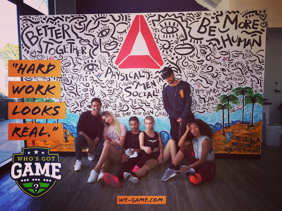 photograph taken by cj longhammer, showing a group of athletes and lifestyle influencers at a reebok LA event location.