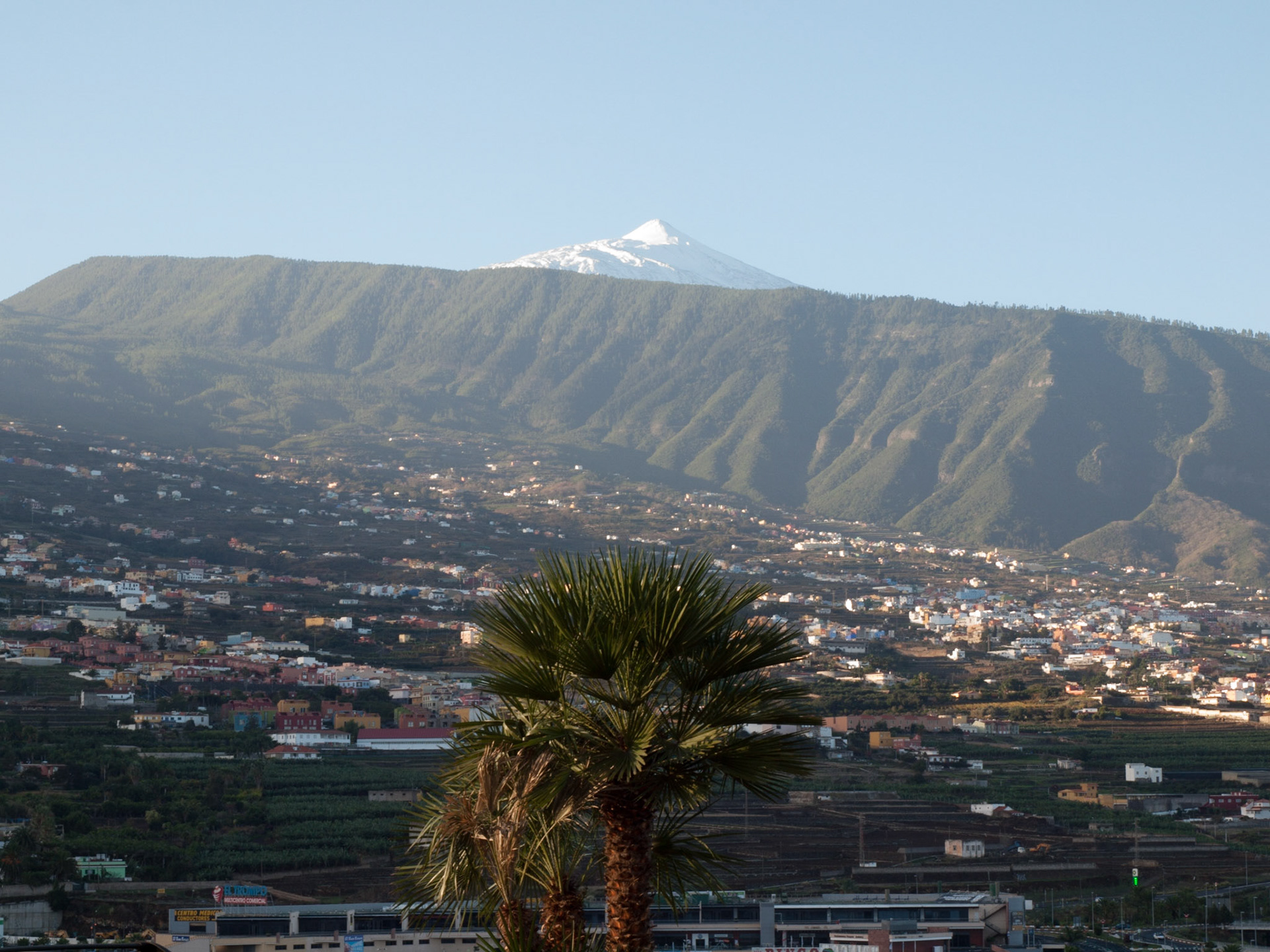Der Teide am Morgen, das Tal liegt noch im Schatten.
