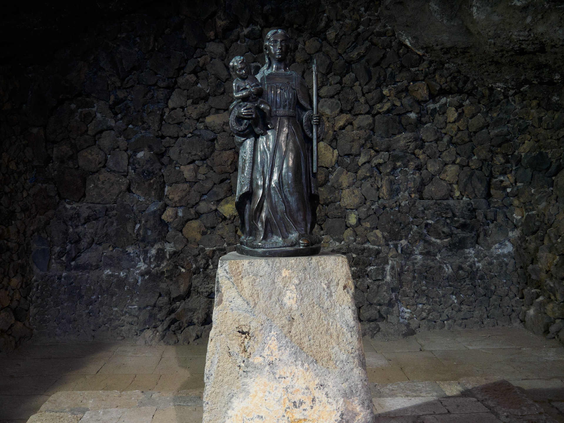 Madonna statue in a small cave in Candelaria on Tenerife.
