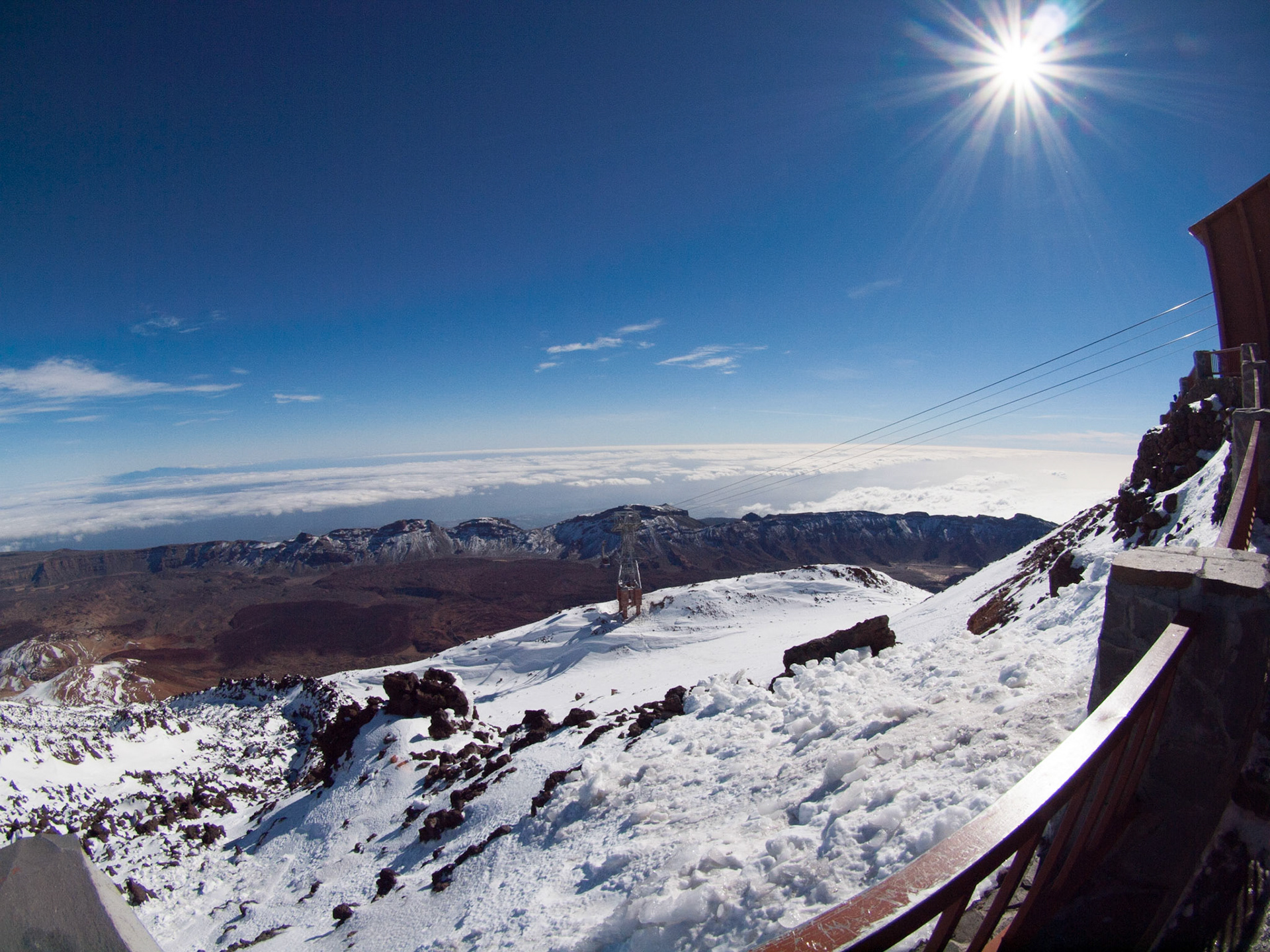 At the upper cable car station (on approx. 3.500m).