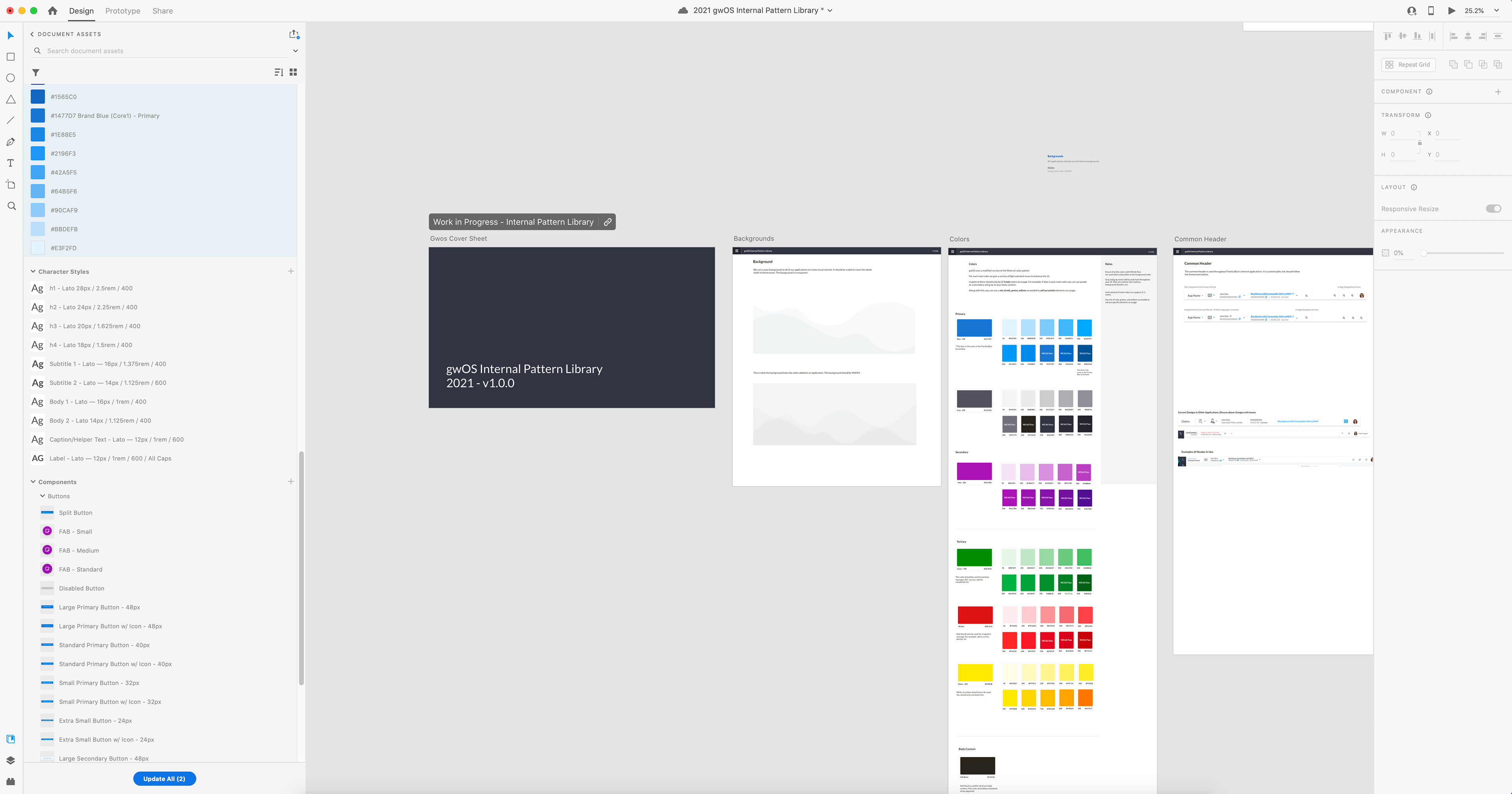 Working file showing assets/components in the left panel