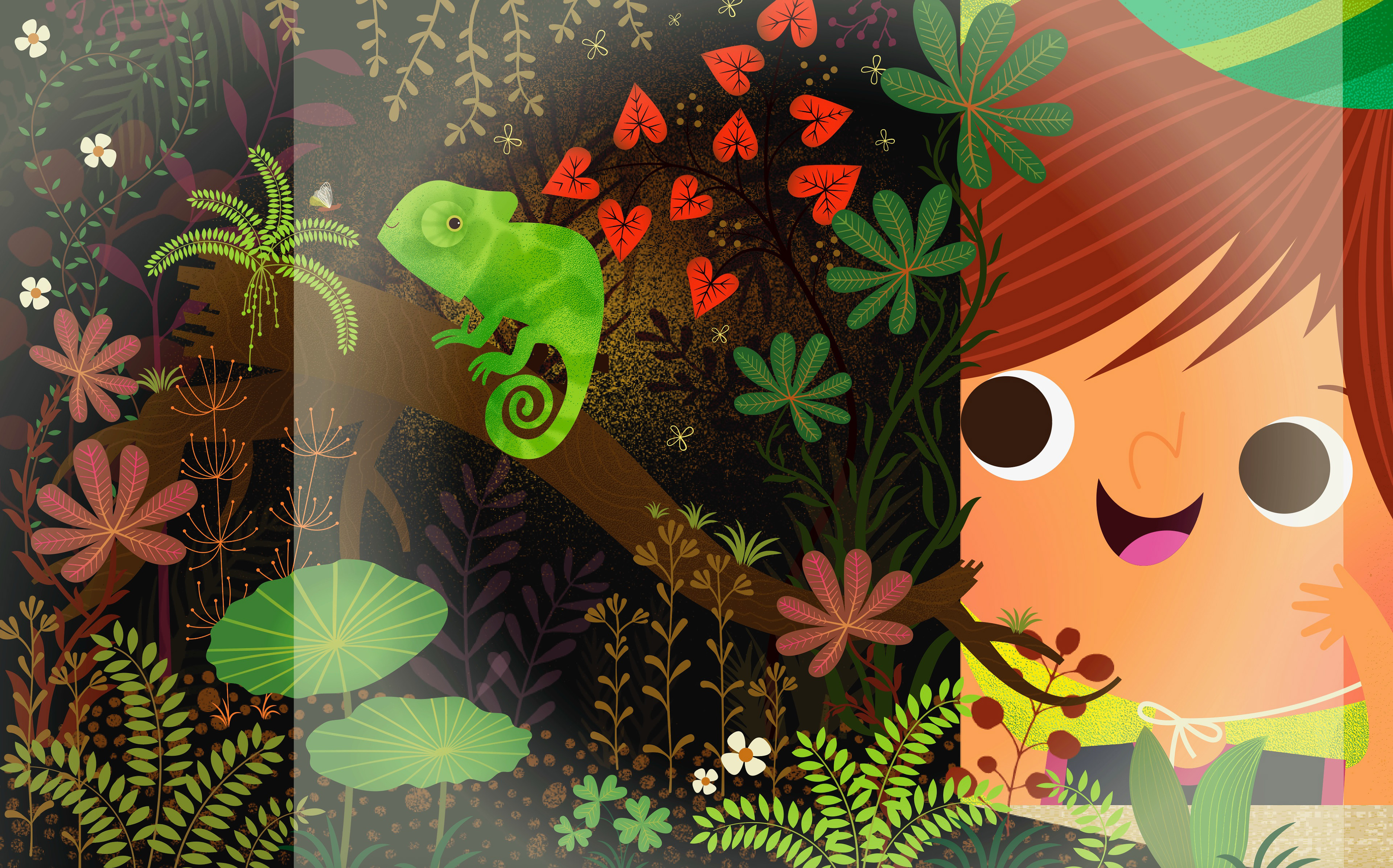 Où se cache Léon le caméléon ? | 2019 | Miniminus | Illustration numérique | Format final : 1280 x 800 px