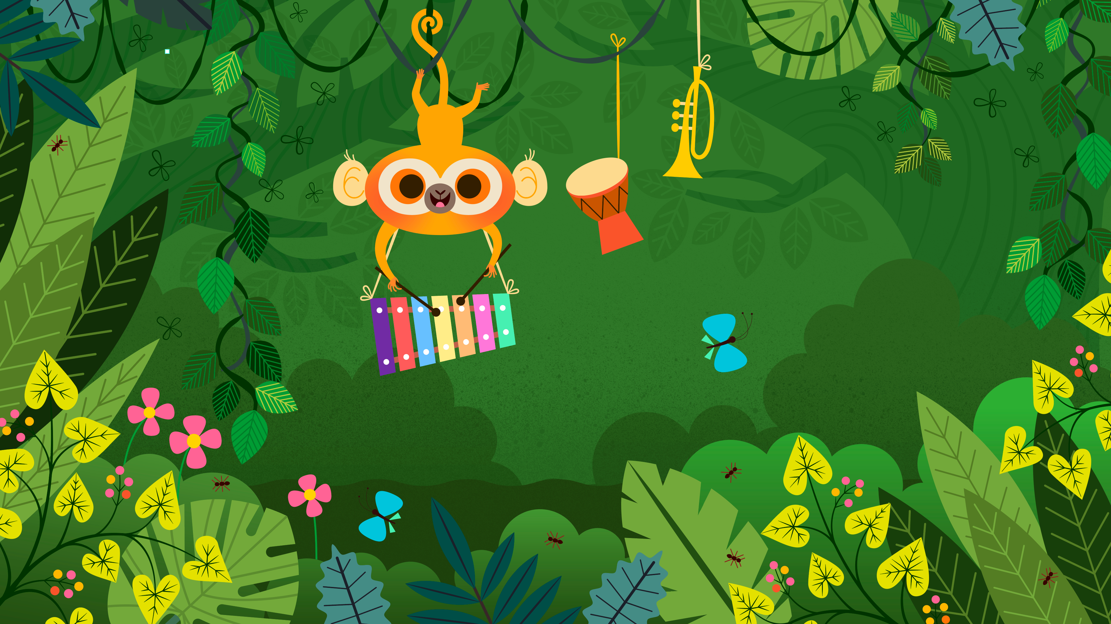  Le singe musicien | 2022 | Passe-Partout | Attraction Image | Télé-Québec |  Illustration numérique | Format final : 1920 x 1080 px