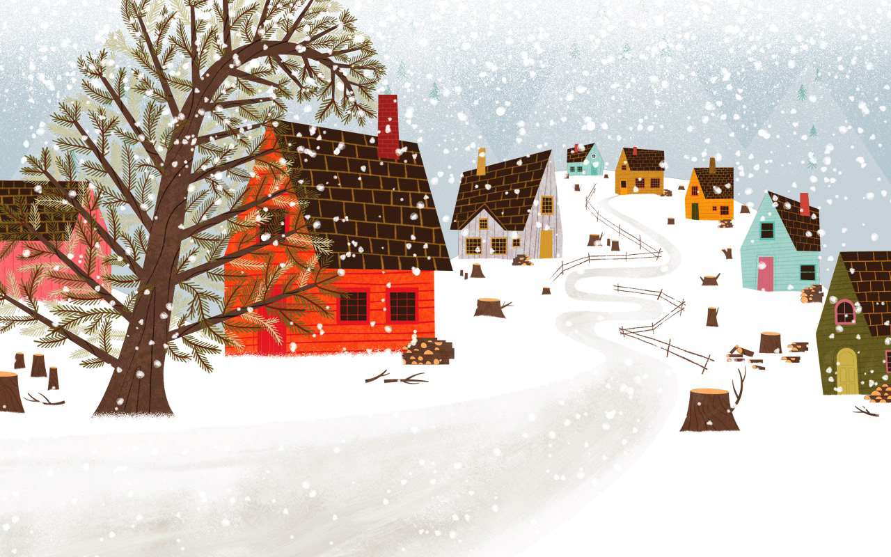 Le village de l’autre côté de la montagne | 2019 | Miniminus | Illustration numérique | Format final : 1280 x 800 px