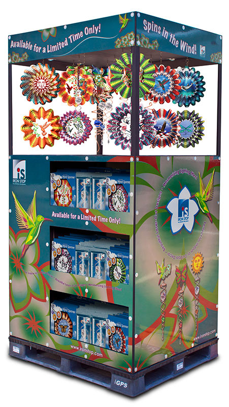 Iron Stop Sam's Club Display. Integrated lights and motors to illuminate and spin products.