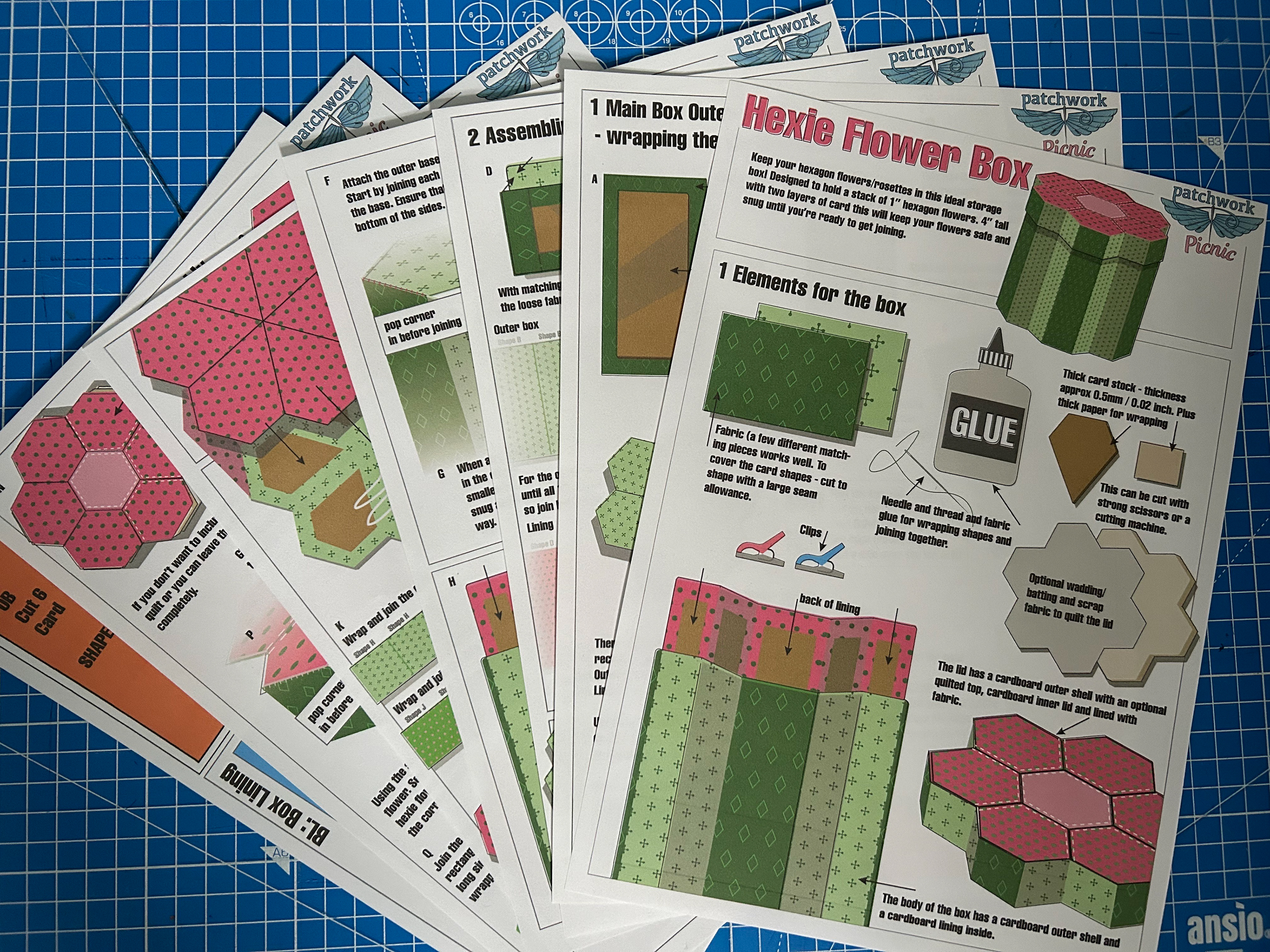 Examples of download patchwork epp patterns for quilts or wall hangings.