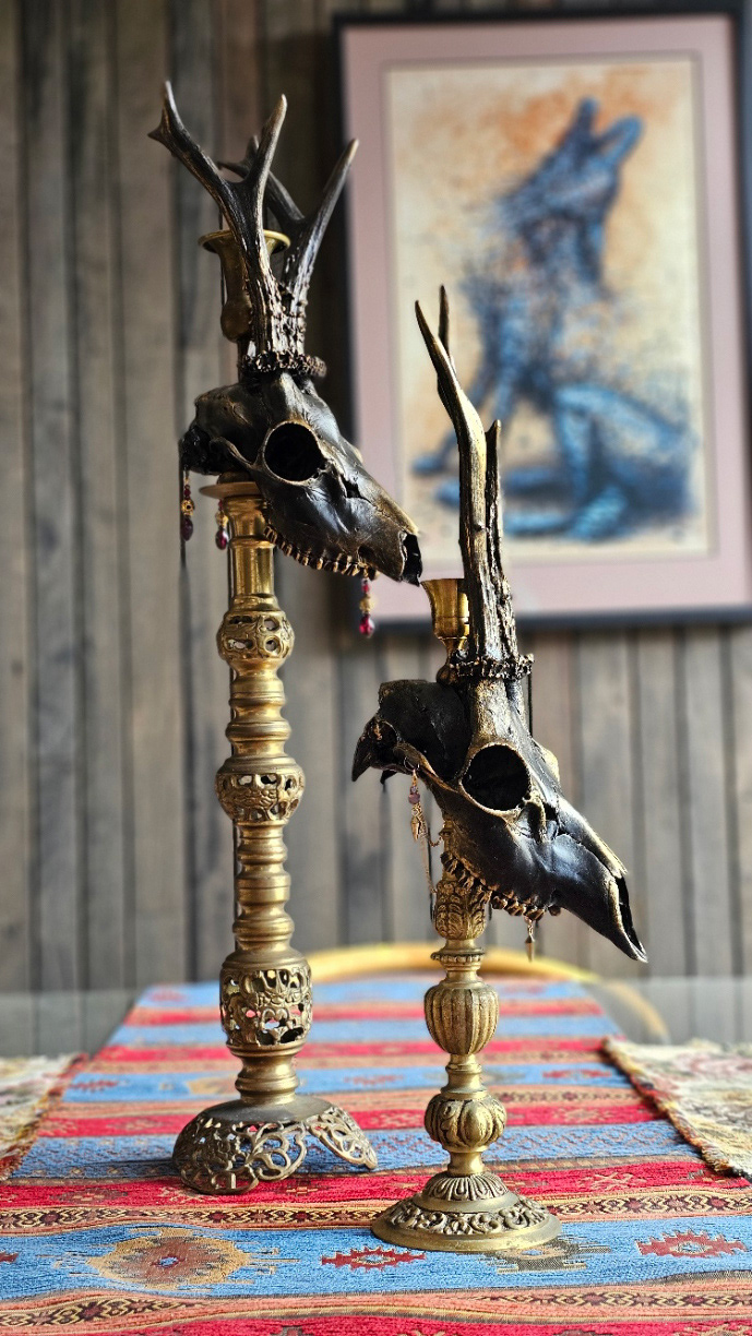 Skull candle holders