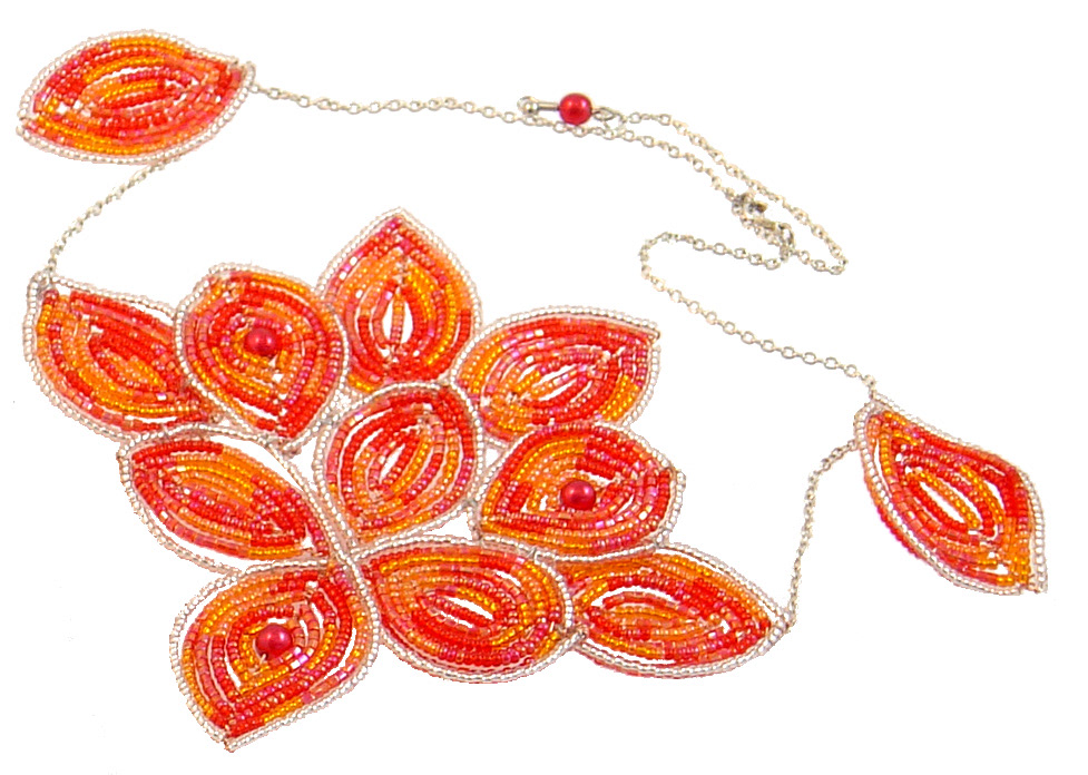 Beaded leaves necklace