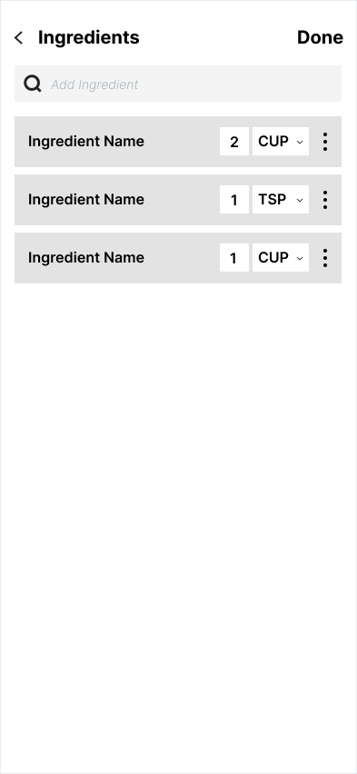 New Recipe - Add Ingredients