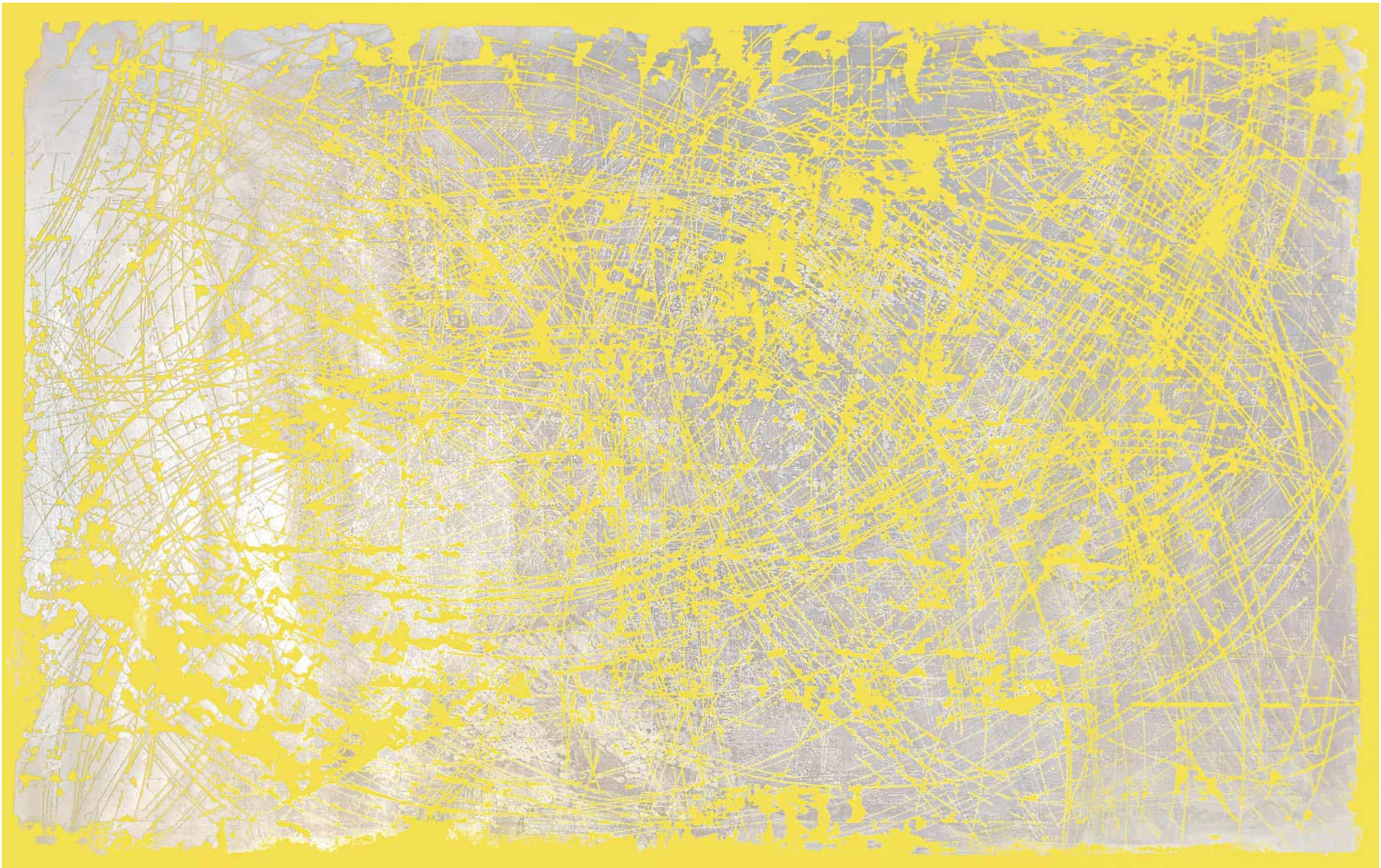 Closing My Eyes, 2025, 82.7 × 51.2 in acrylic, metallic pigment, banner fabric