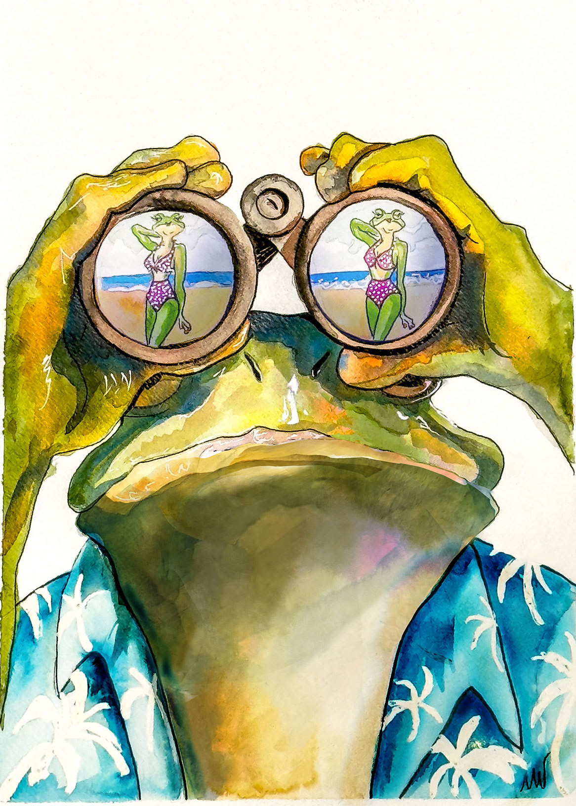 Spring Peeper Ink on Paper