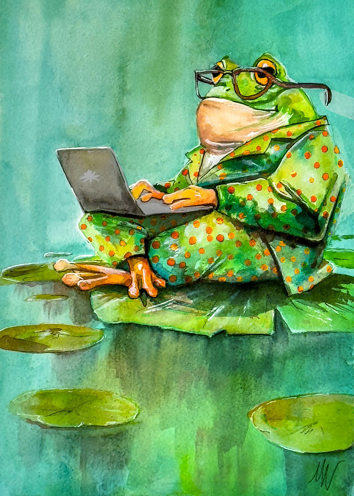 Remote Frog Ink on Paper